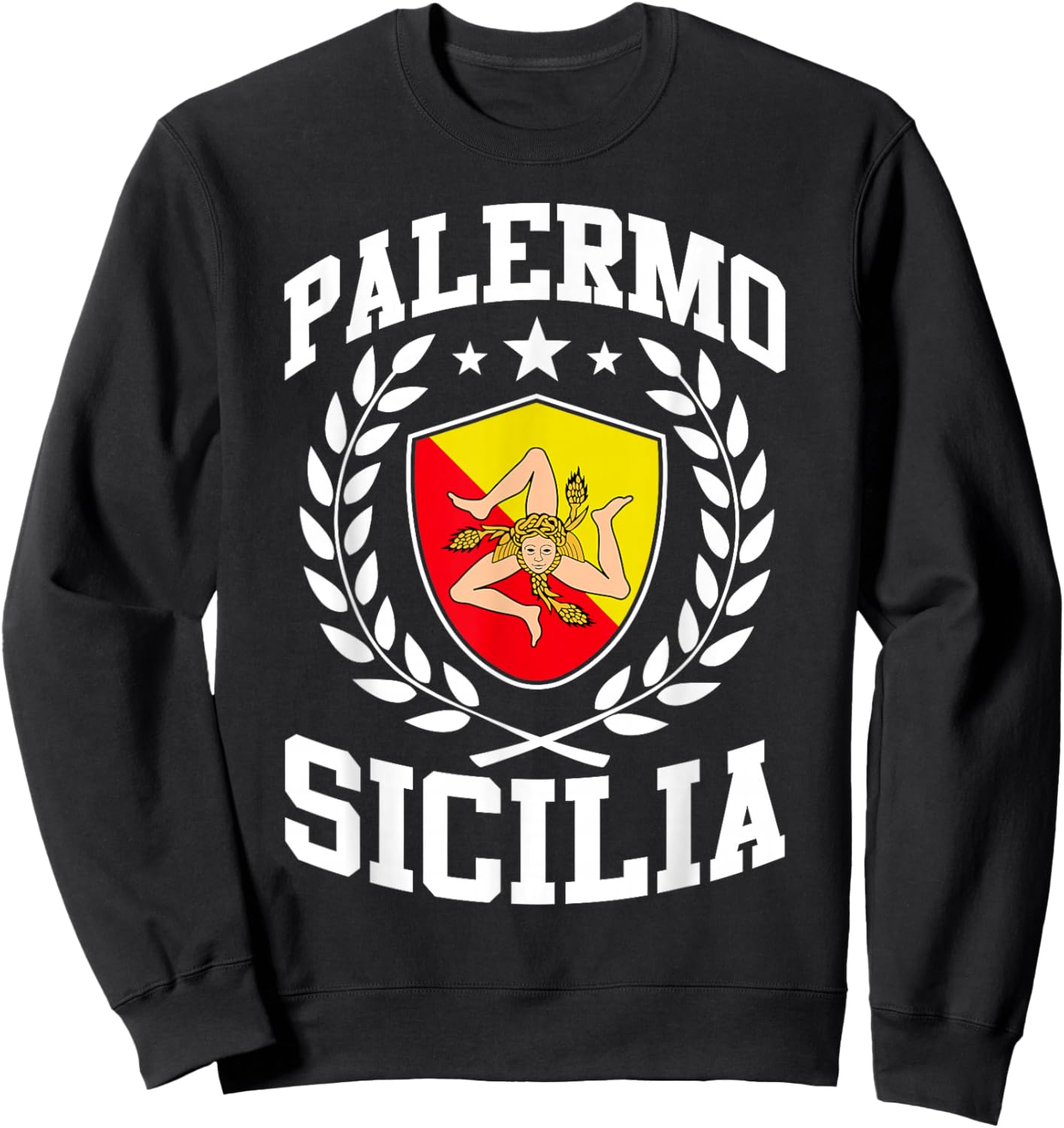 Palermo Sicilia Sicily Flag Trinacria Sicilian Pride Sweatshirt - Sweatshirt | Black