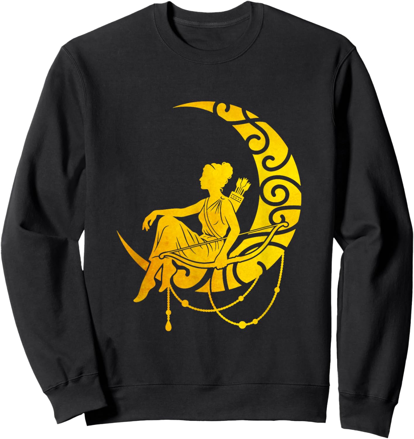 Artemis Goddess and The Moon Greek Mythology Fantasy Sweatshirt - Sweatshirt | Black