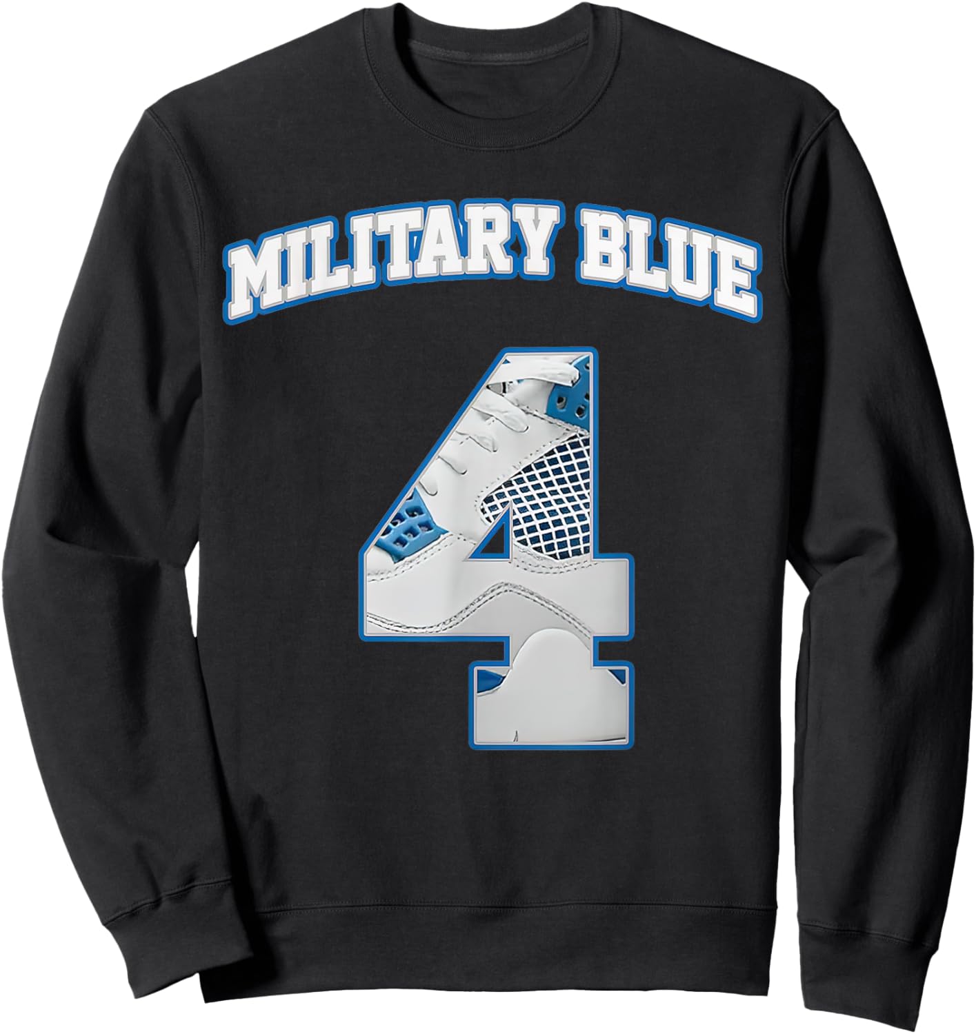 Number 4 Military Blue 4s Matching Women Sweatshirt - Sweatshirt | Black