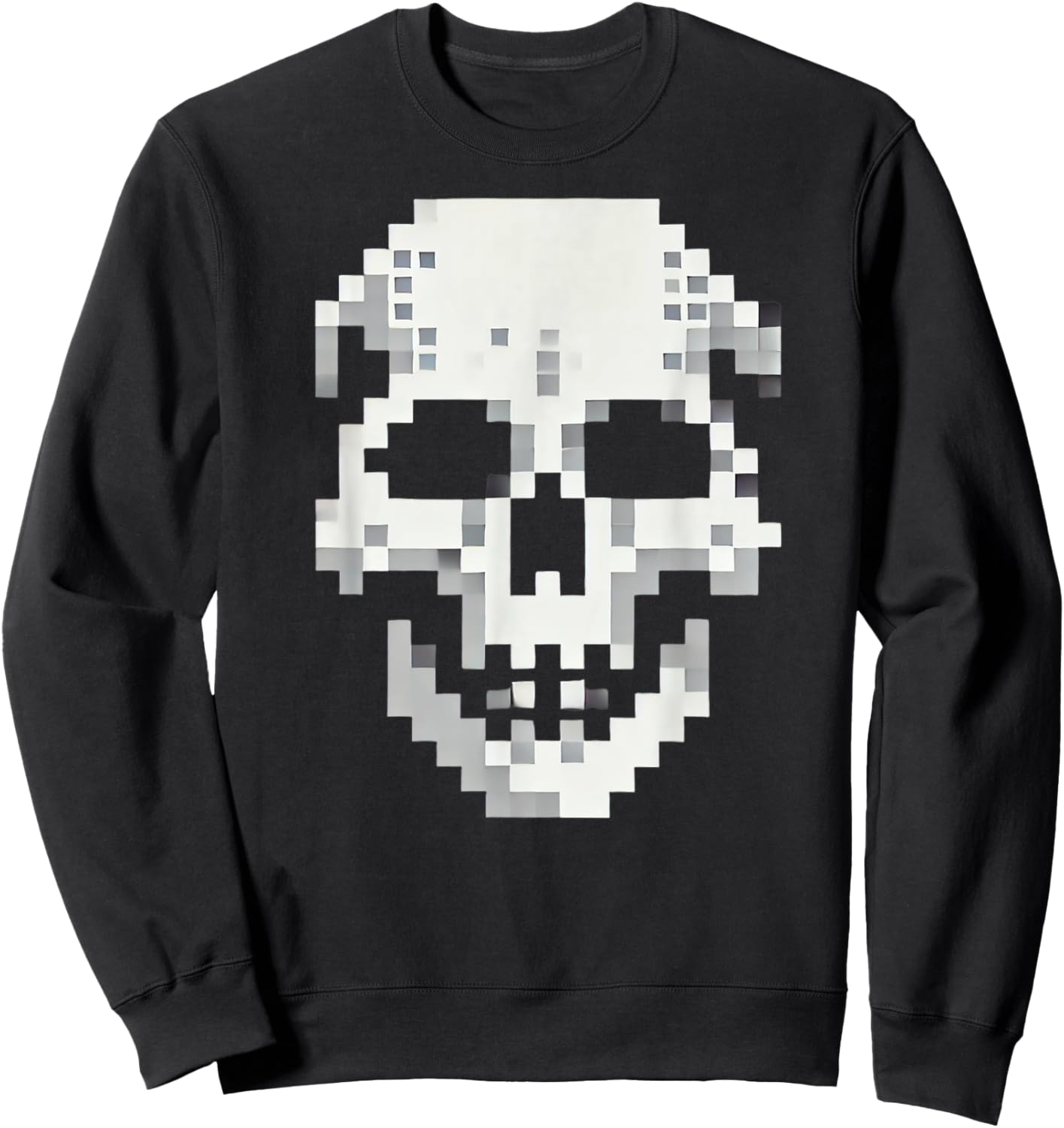 Skull for retro gaming and Halloween. Pixel 80s game skull Sweatshirt - Sweatshirt | Black