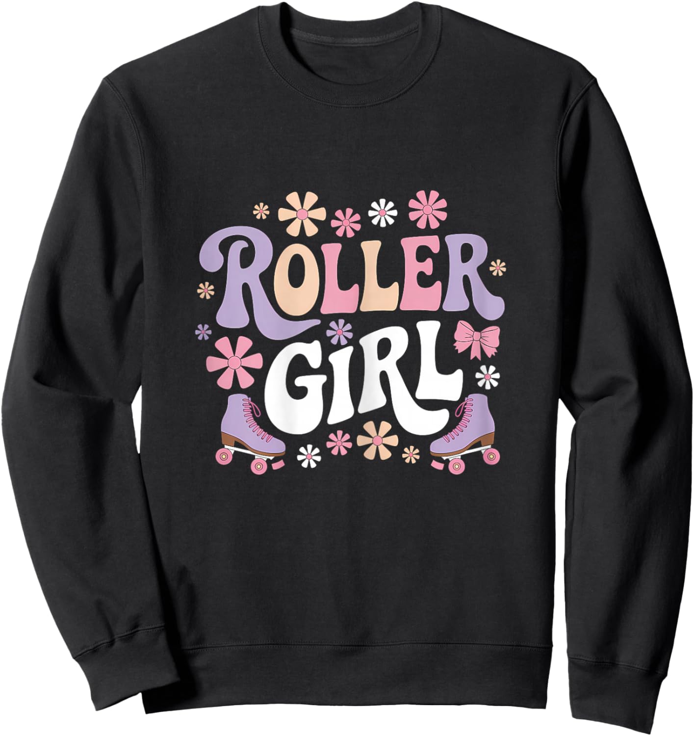 Roller Girl Skater Roller Skating 70s 90s 80's Roller Skates Sweatshirt - Sweatshirt | Black