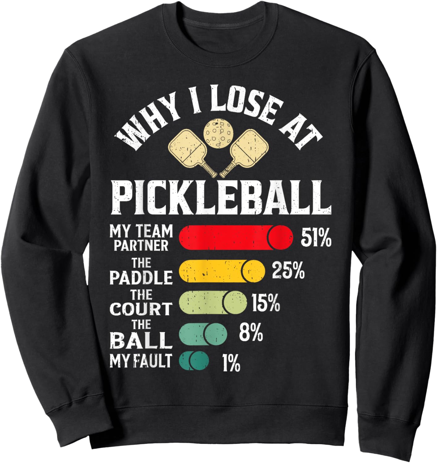 Why I Lose at Pickleball Funny Design for Pickleball Players Sweatshirt - Sweatshirt | Black