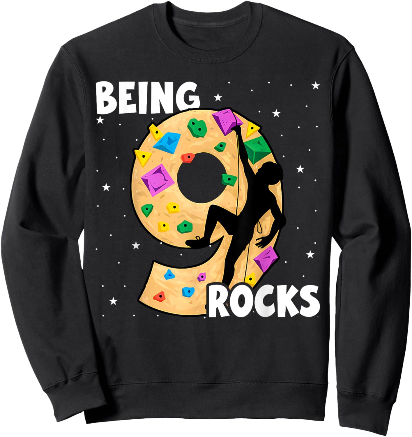 9 Year Old Rock Climbing 9th Birthday Adventures Climber Sweatshirt - Sweatshirt | Black