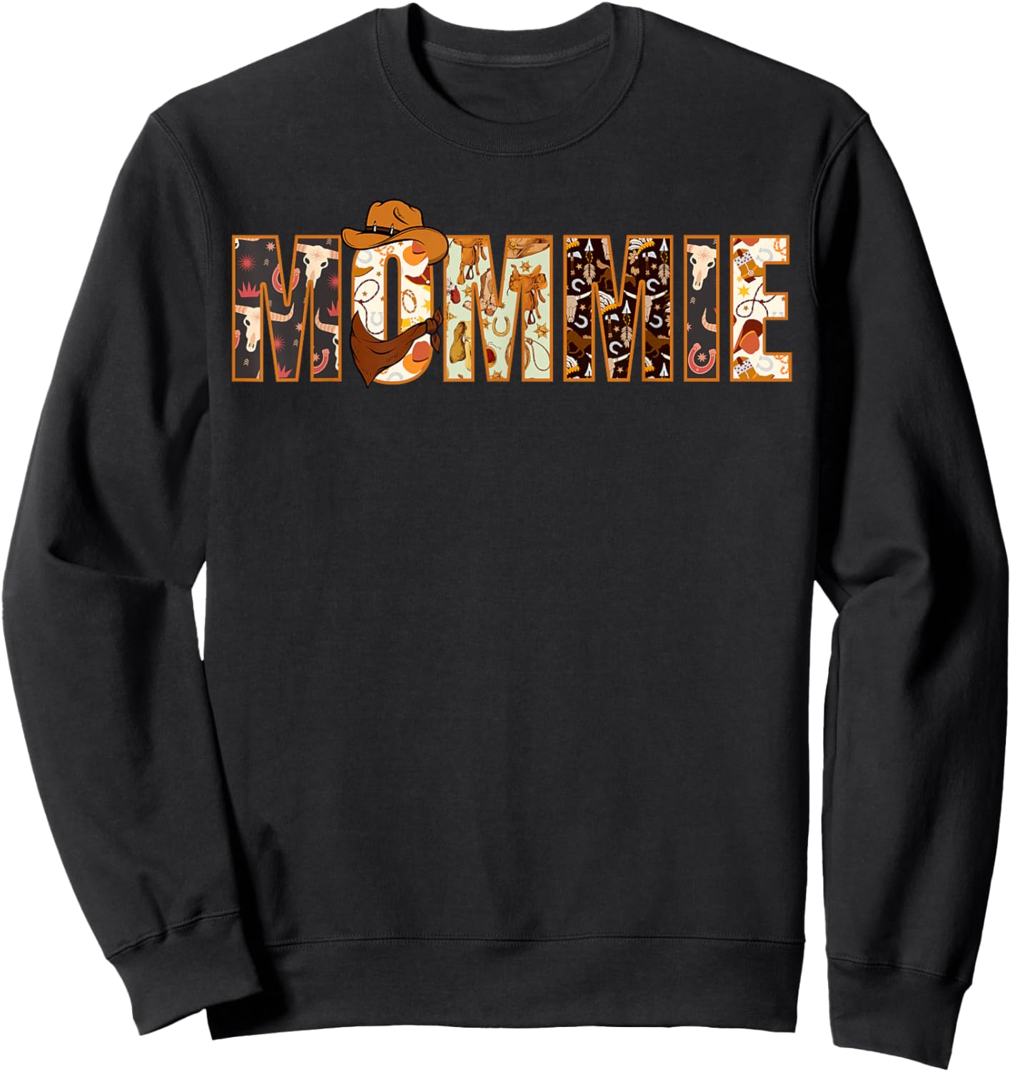 Mommie Western Rodeo Family Matching Birthday Sweatshirt - Sweatshirt | Black