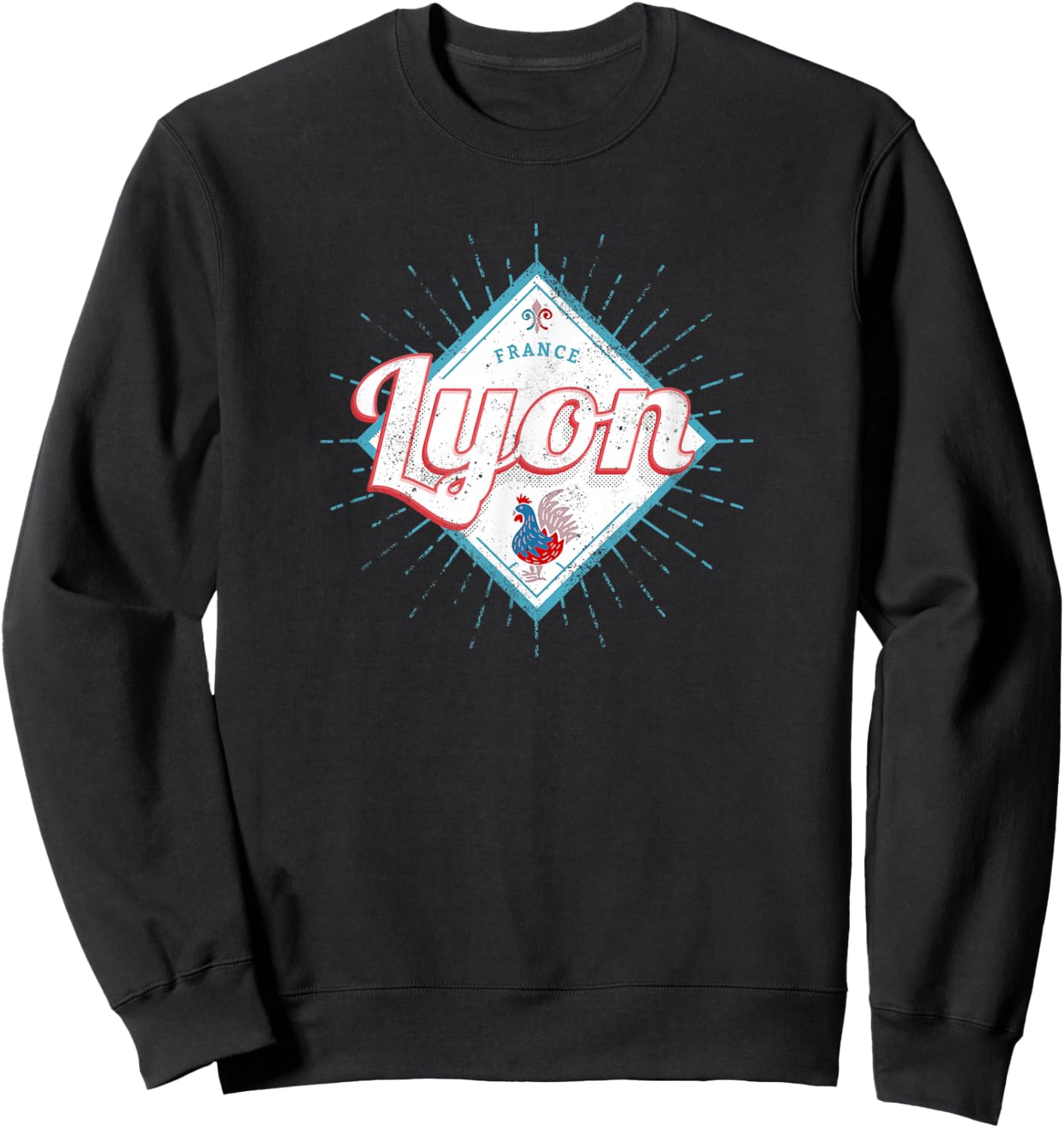 Lyon Stadt Frankreich Retro Hahn Vintage Souvenir Sweatshirt - Sweatshirt | Black