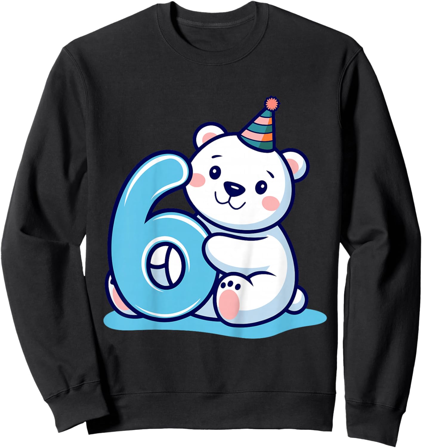 Kids 6th Birthday Polar Bear Kids Sweatshirt - Sweatshirt | Black