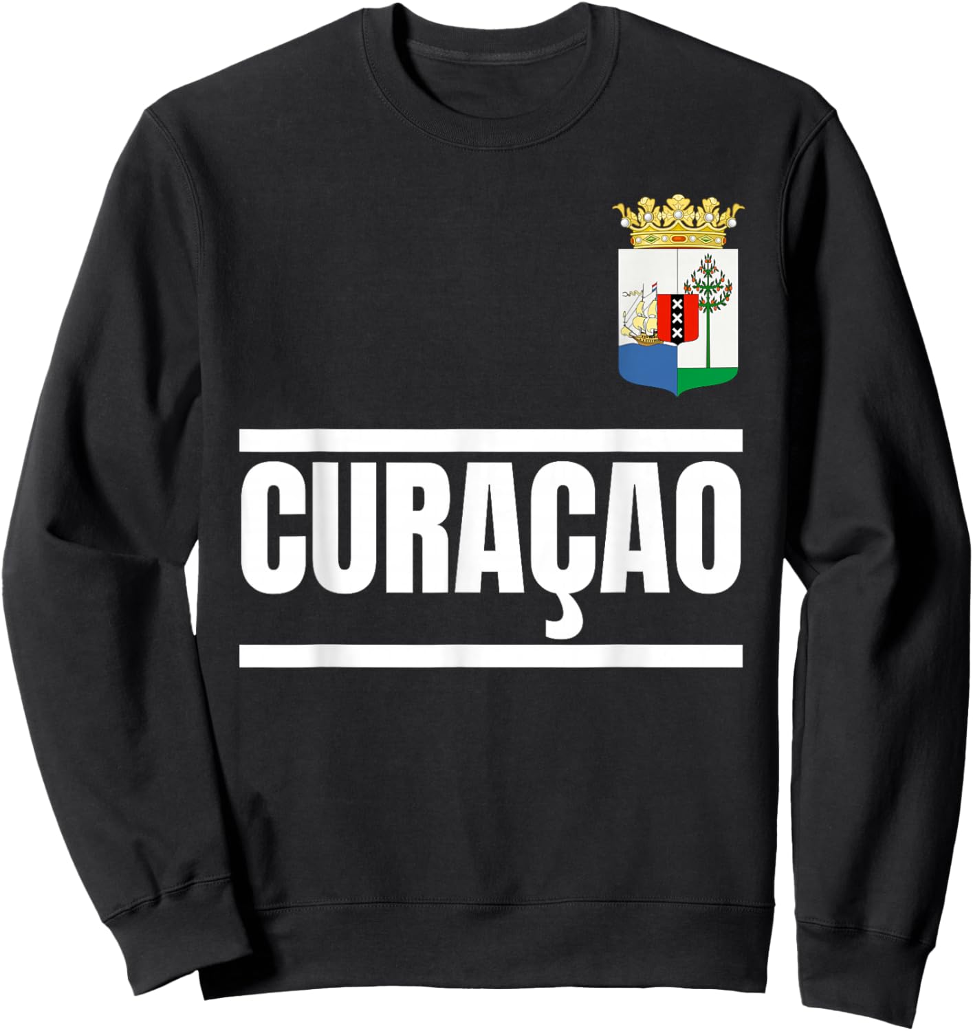 Curacao Coat of Arms - Curacao Flag Sweatshirt - Sweatshirt | Black