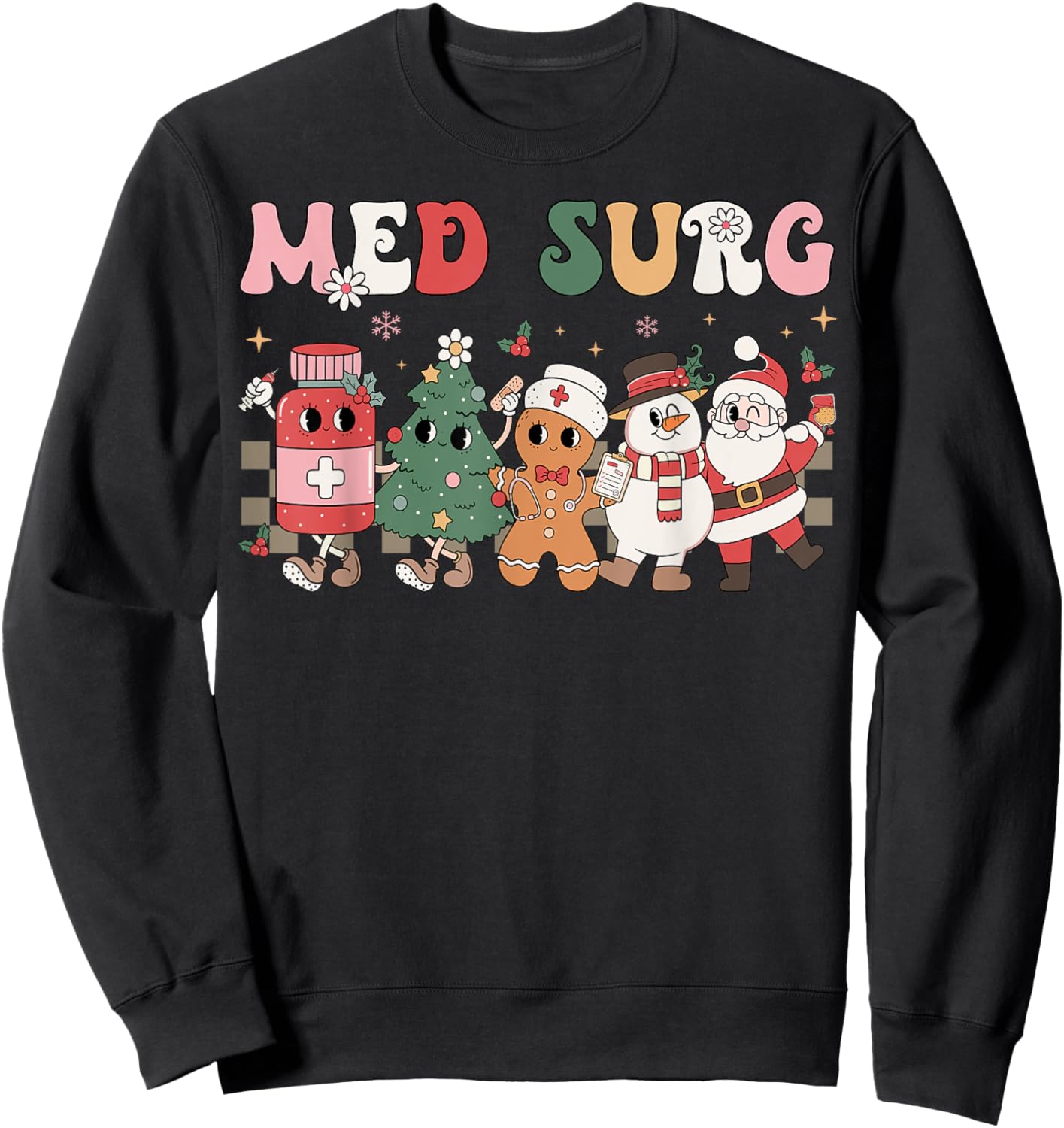 Med Surg Christmas Medical Surgical Nursing Group Sweatshirt - Sweatshirt | Black