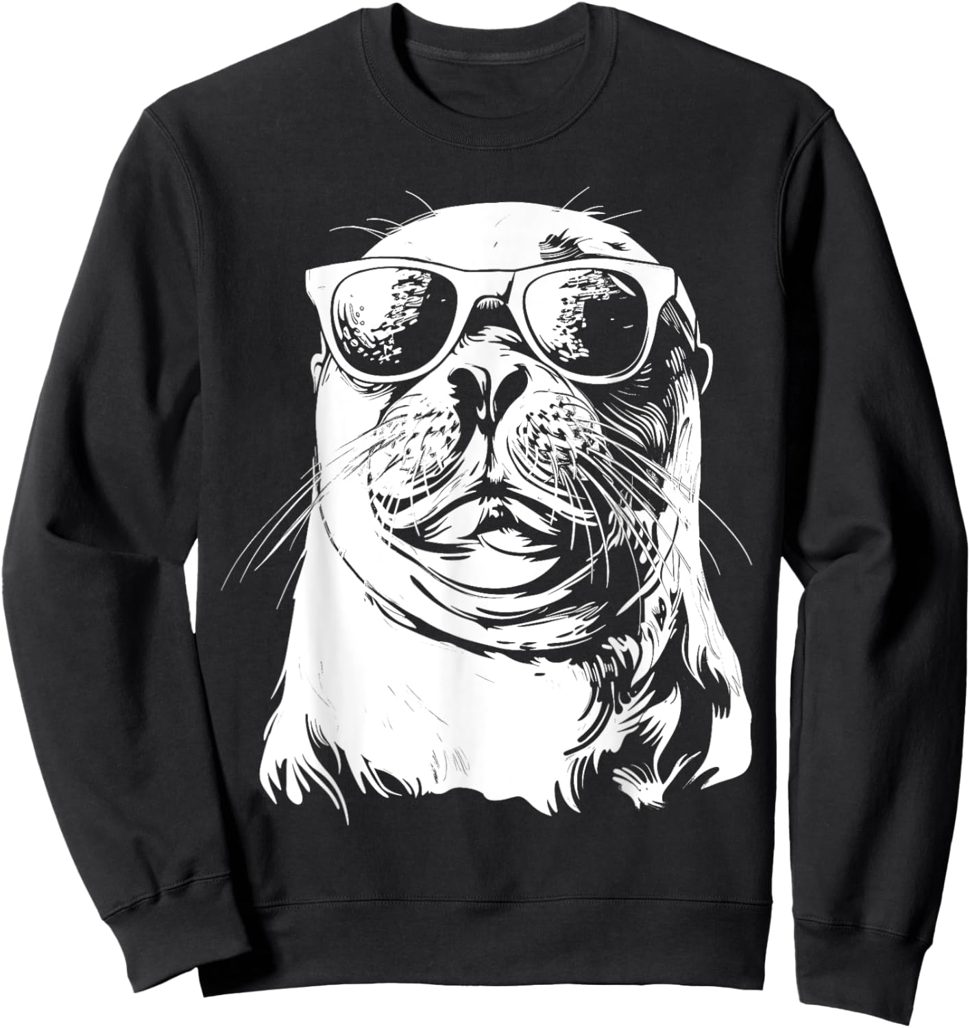 Seal Sunglasses Sea Lion Zookeeper Animal Funny Sweatshirt - Sweatshirt | Black
