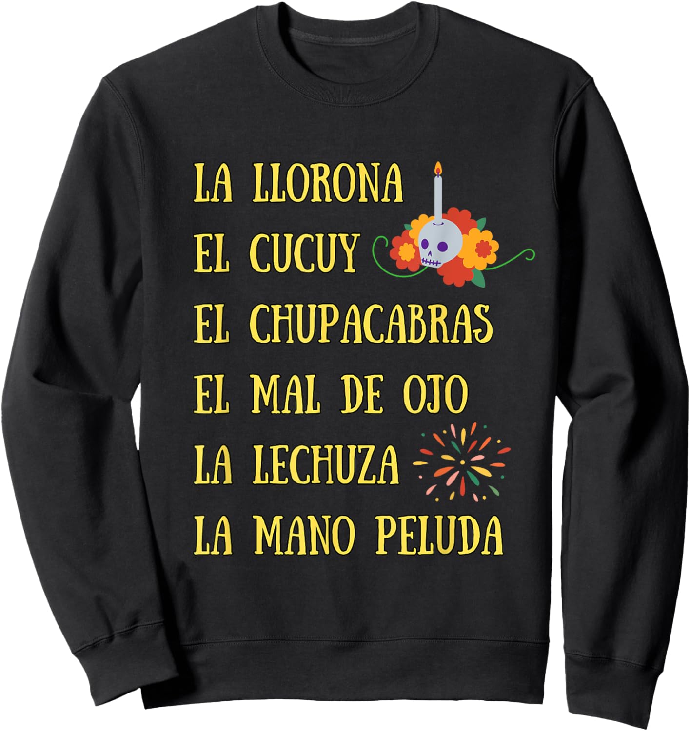 La Llorona and all Scary Spanish Mexican Halloween Sweatshirt - Sweatshirt | Black