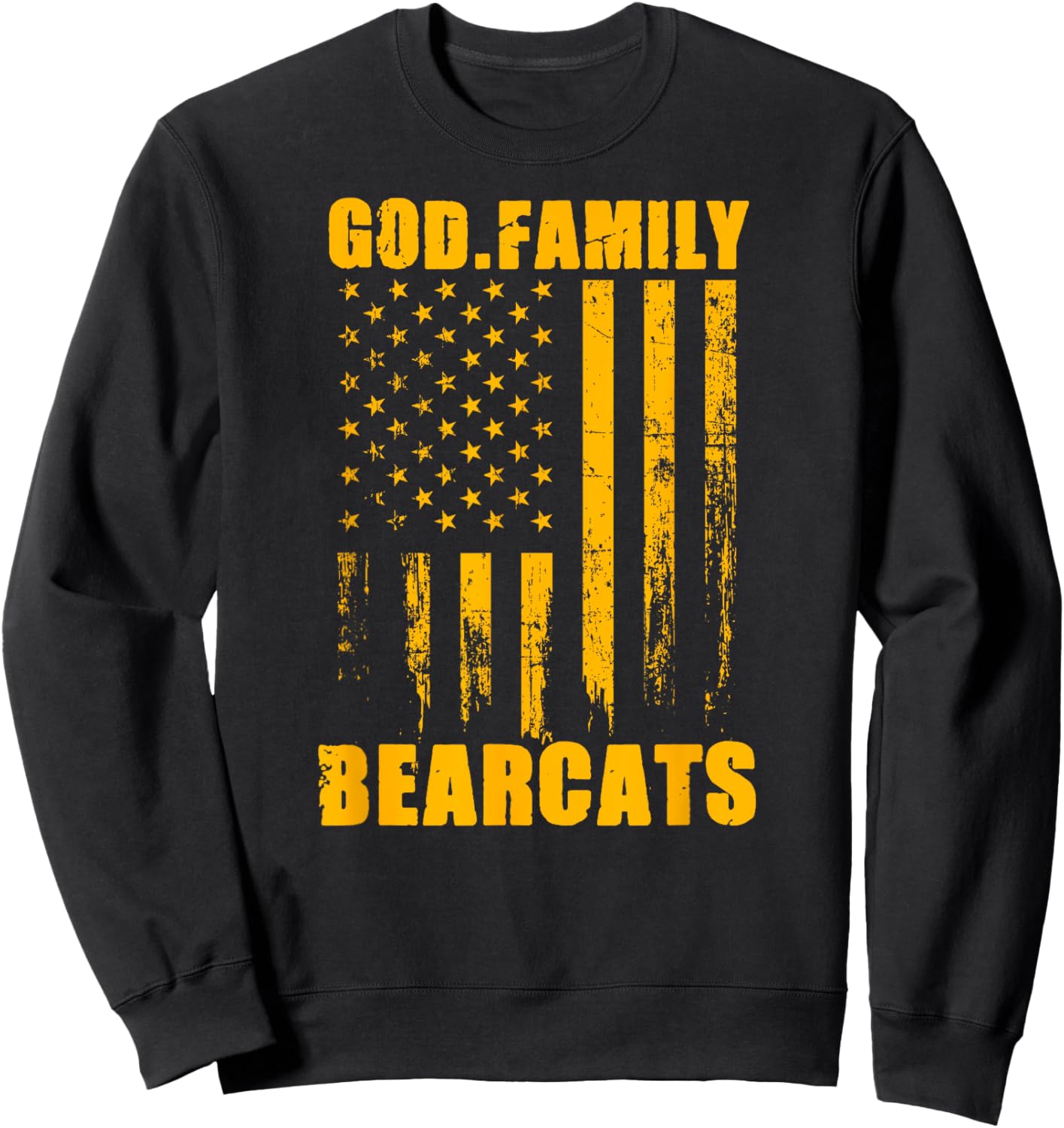 Whitesboro Bearcats God. Family. Vintage USA Flag Sweatshirt - Sweatshirt | Black