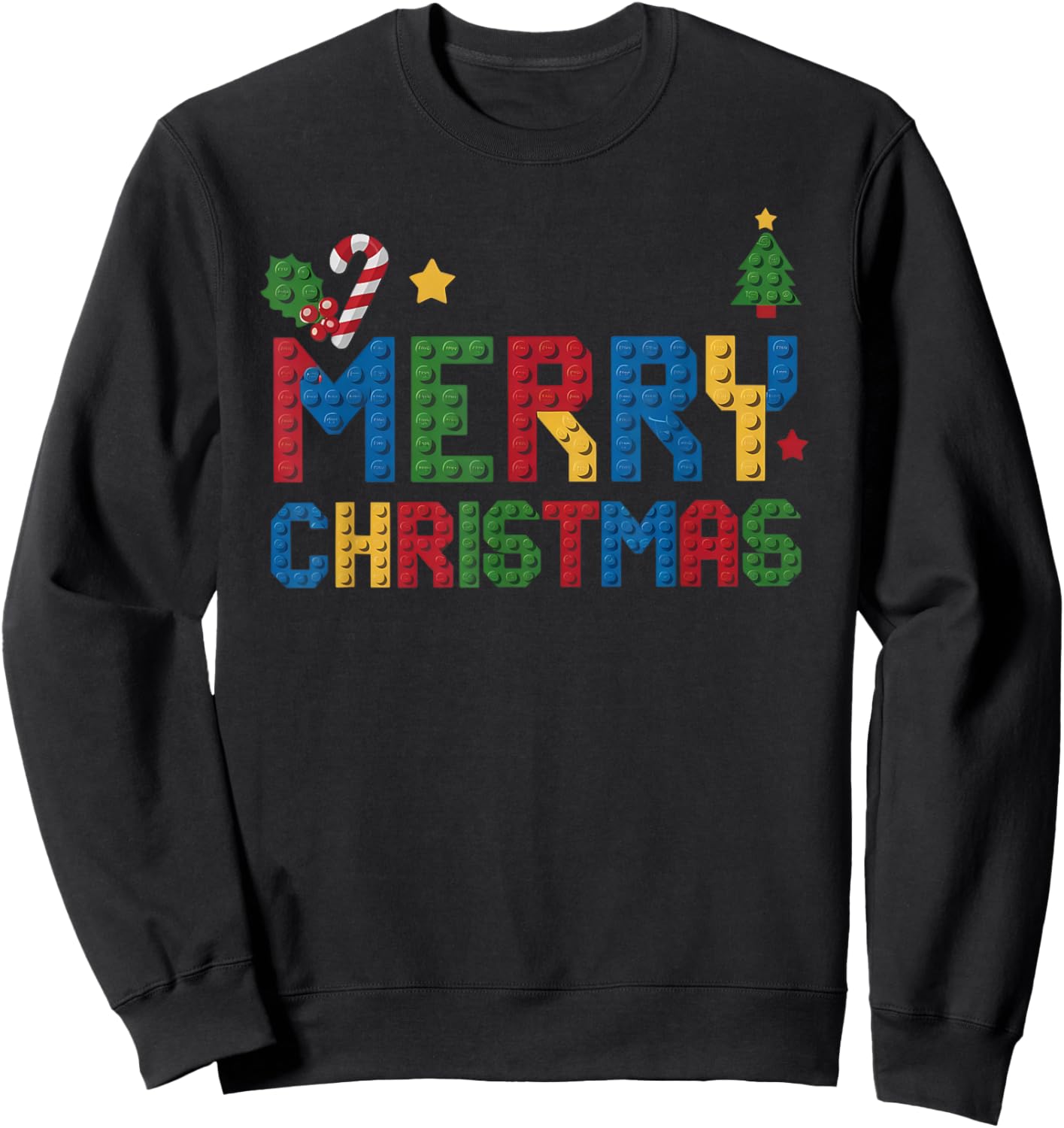 Merry Christmas Master Builder Kids Building Blocks Bricks Sweatshirt - Sweatshirt | Black