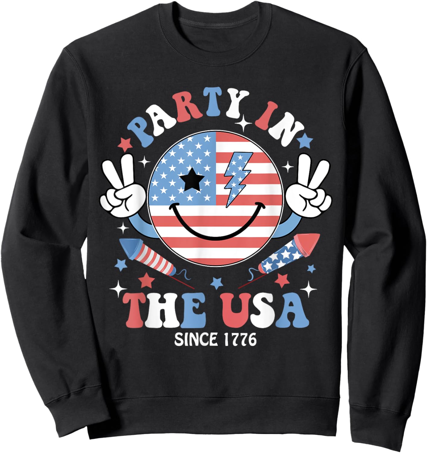 Party in the USA 4th of July Preppy Shirt Women Kids Sweatshirt - Sweatshirt | Black