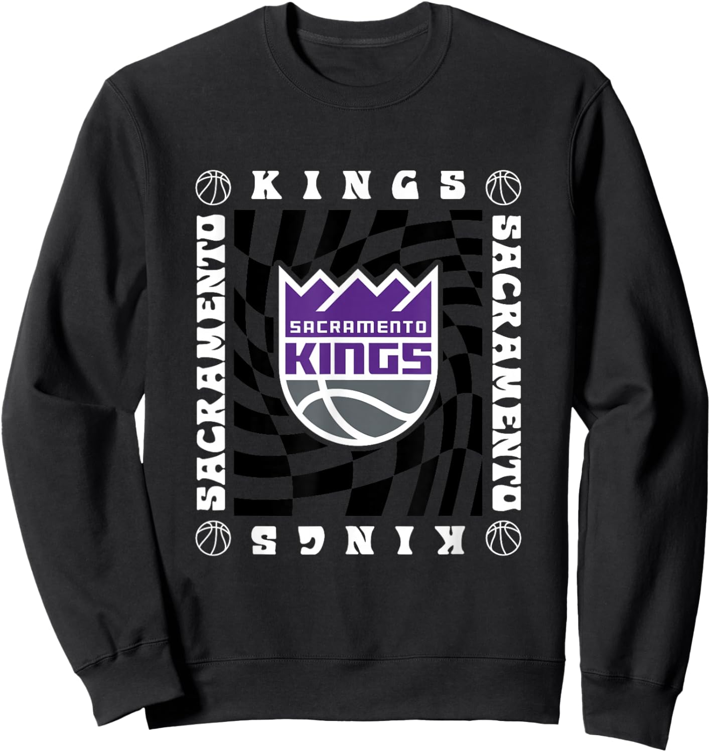 NBA Sacramento Kings Retro Checkerboard Wave Sweatshirt - Sweatshirt | Black