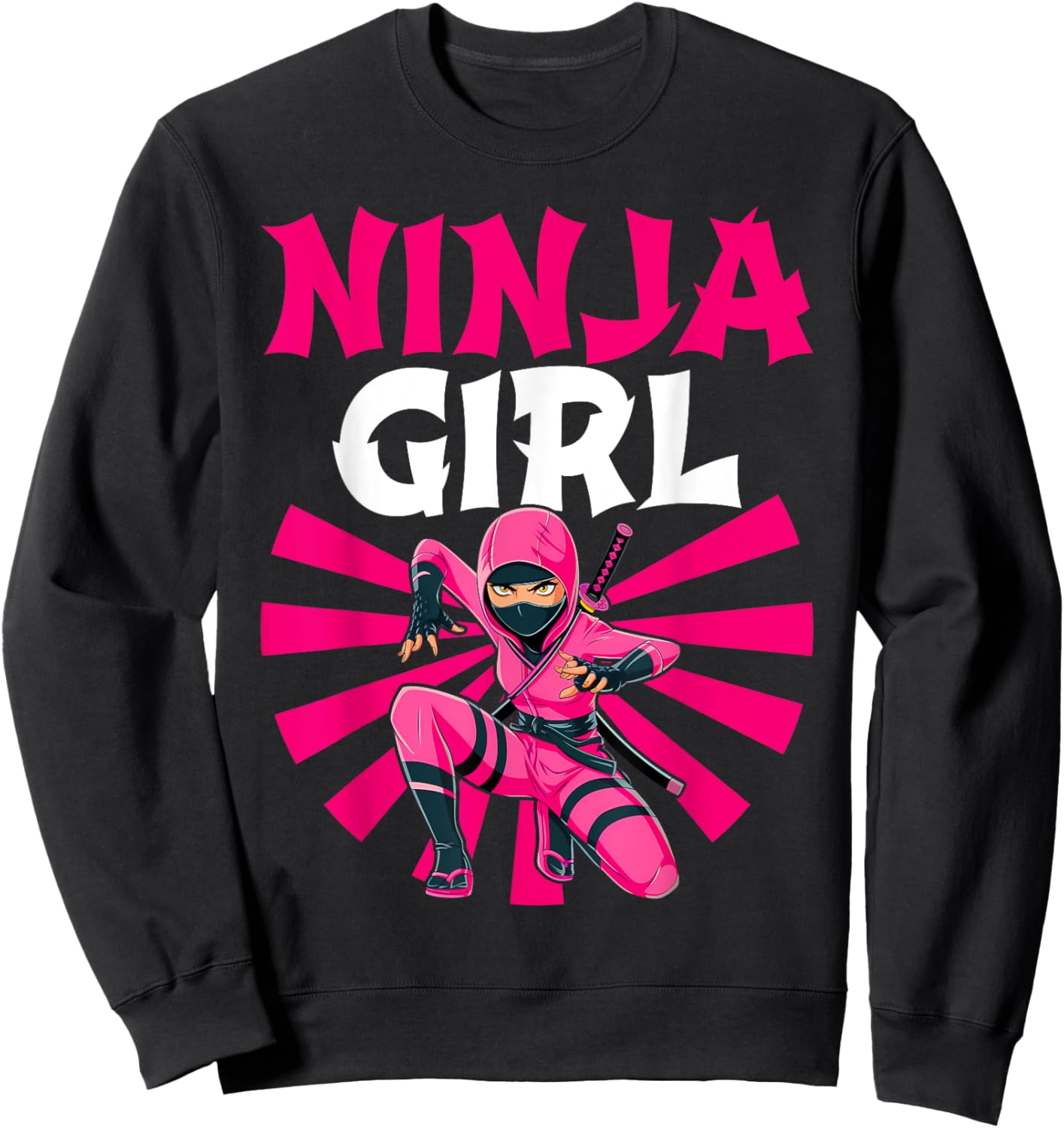 Cool Ninja Art Girls Shinobi Ninja Training Ninja Sweatshirt - Sweatshirt | Black
