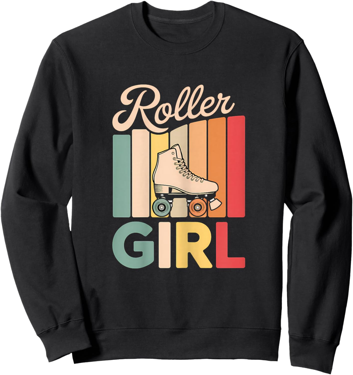 Roller Skater Girl 70s 80s 90s Roller Skates Roller Skating Sweatshirt - Sweatshirt | Black