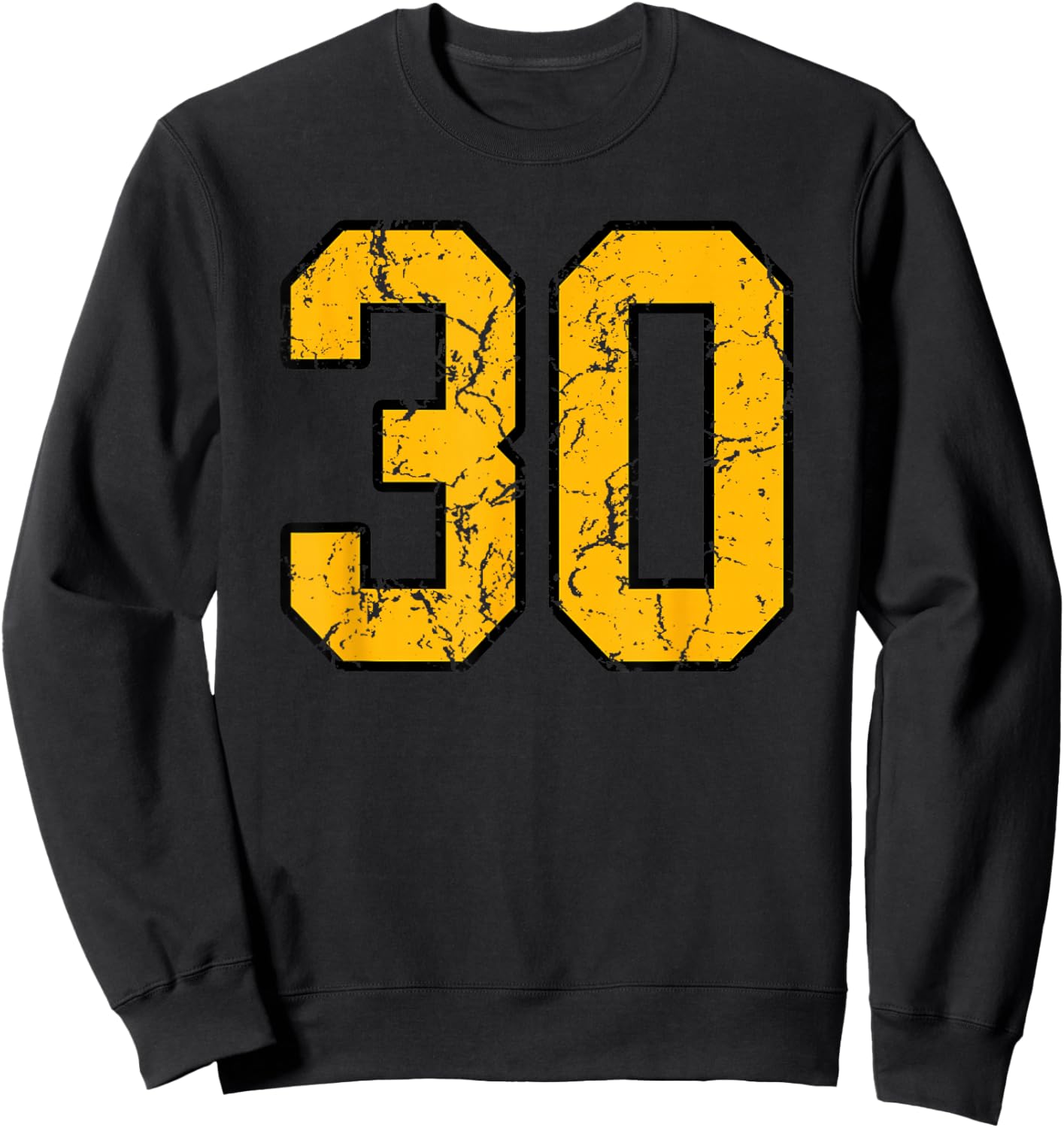 Gold and Black Sports Number 30 Jersey Uniform Player Sweatshirt - Sweatshirt | Black