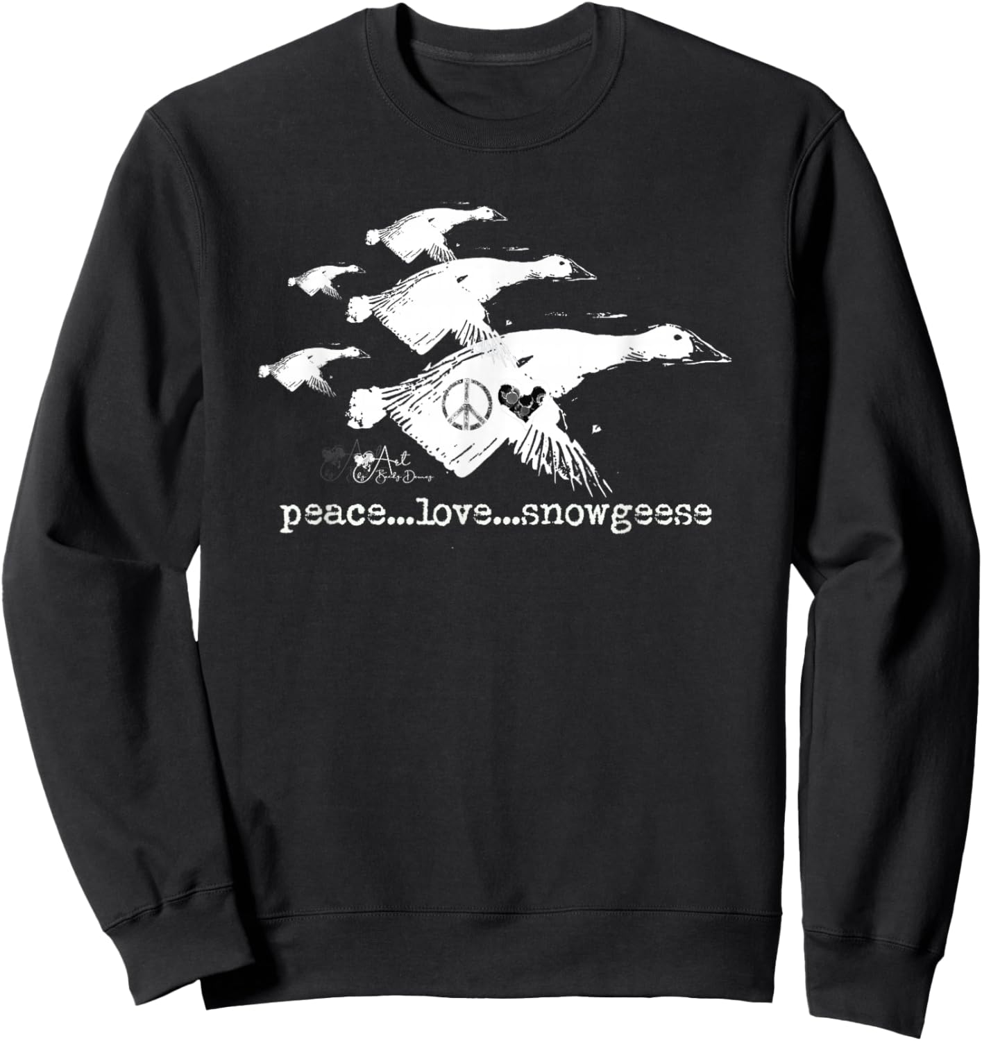 Peace Love Snowgeese Silhouette Design Sweatshirt - Sweatshirt | Black