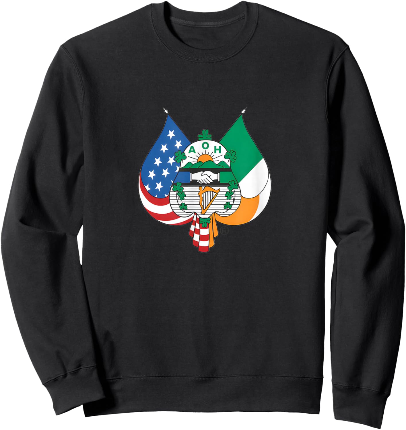 Order Of Hibernians AOH Crest Shamrocks Sweatshirt - Sweatshirt | Black