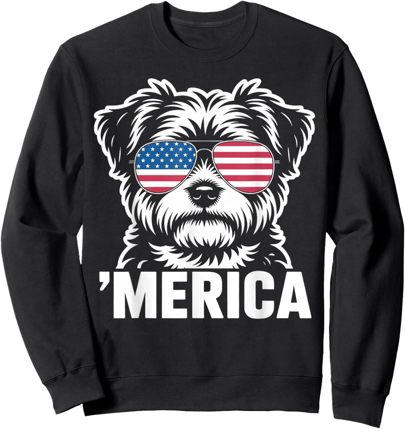 Patriotic USA American Flag 4th of July Morkie Sweatshirt - Sweatshirt | Black