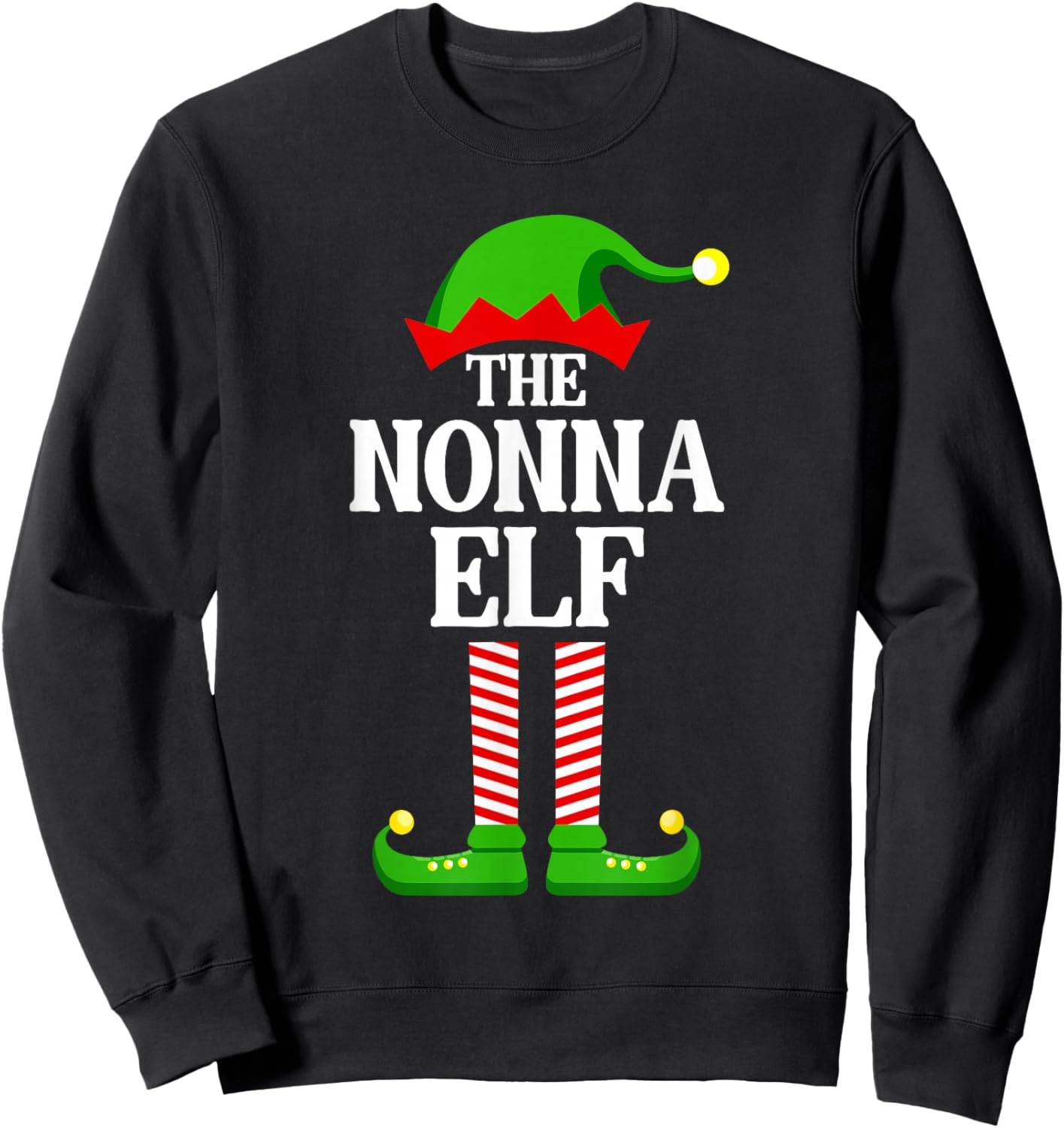 Nonna Elf Family Matching Group Funny Christmas Sweatshirt - Sweatshirt | Black