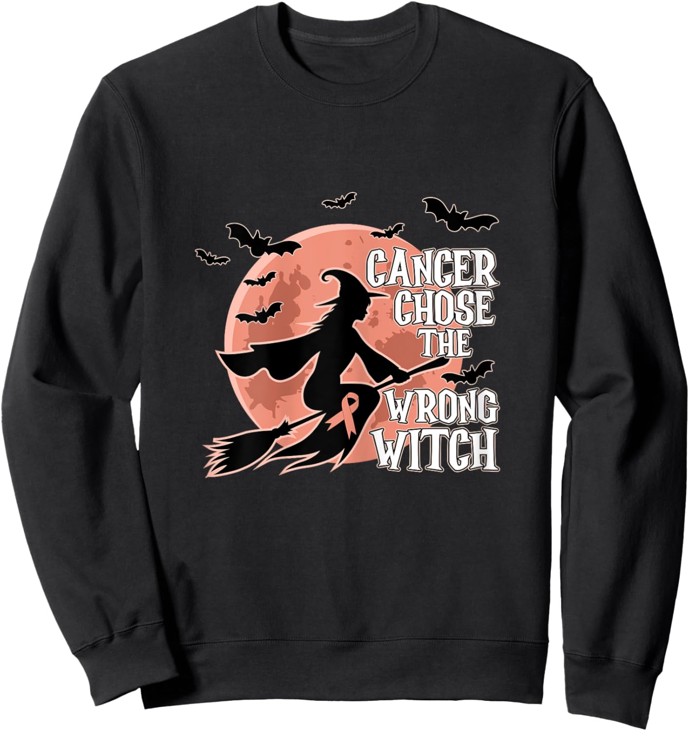 Cancer Chose The Wrong Witch Endometrial Cancer Halloween Sweatshirt - Sweatshirt | Black