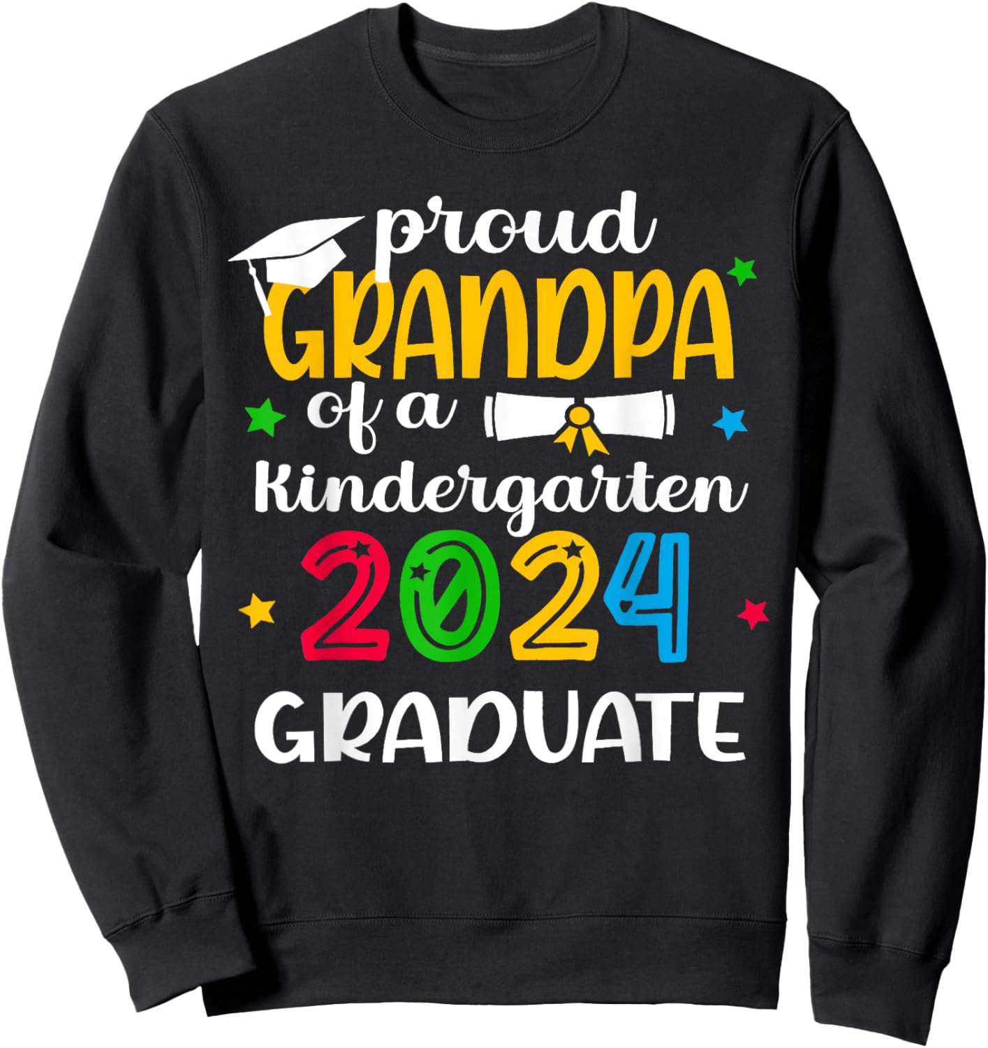 Proud Grandpa of Kindergarten Graduate 2024 Graduation Sweatshirt - Sweatshirt | Black
