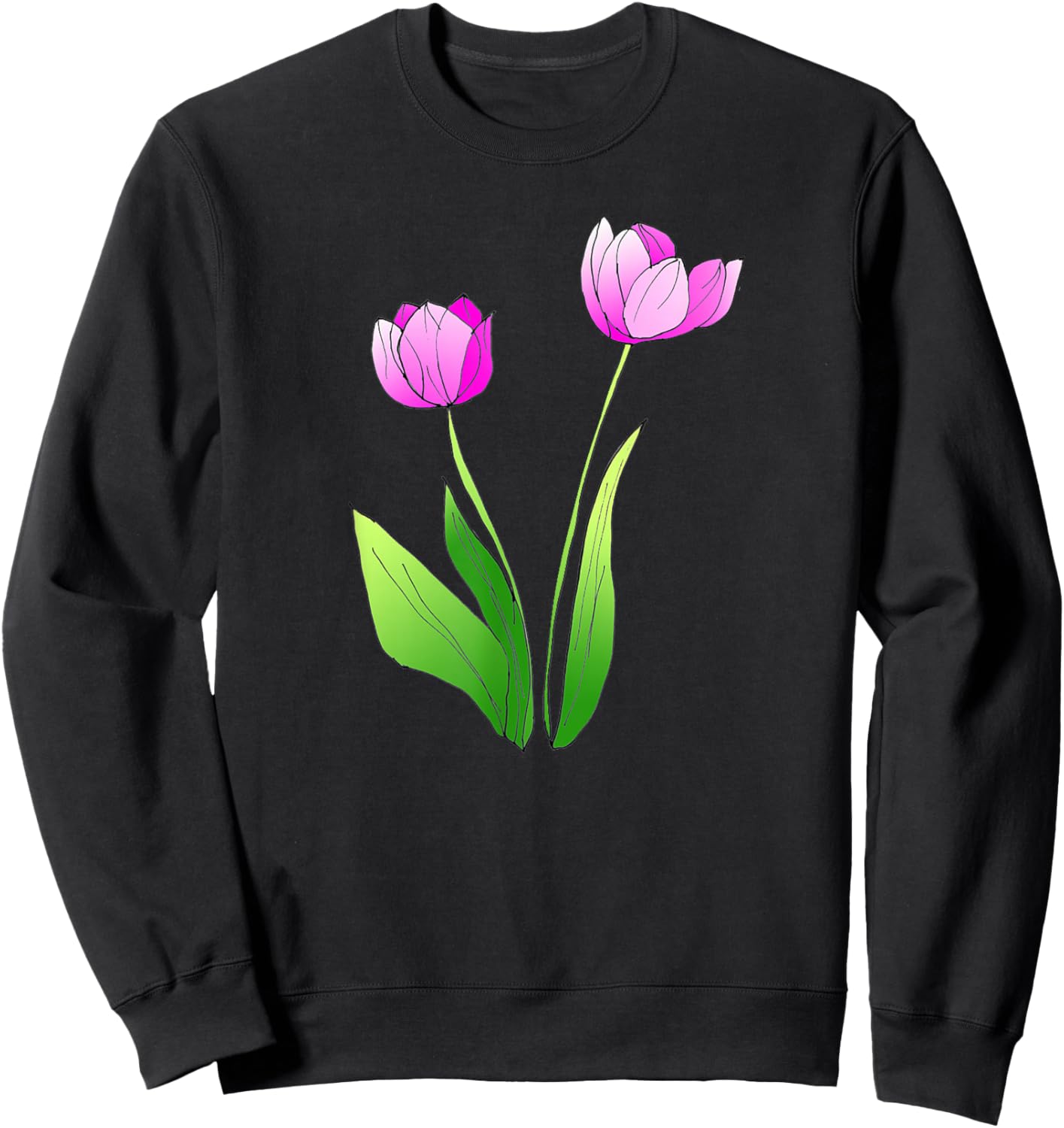 Tulip Flower Blossoming Artistic Watercolor Flower Lover Sweatshirt - Sweatshirt | Black