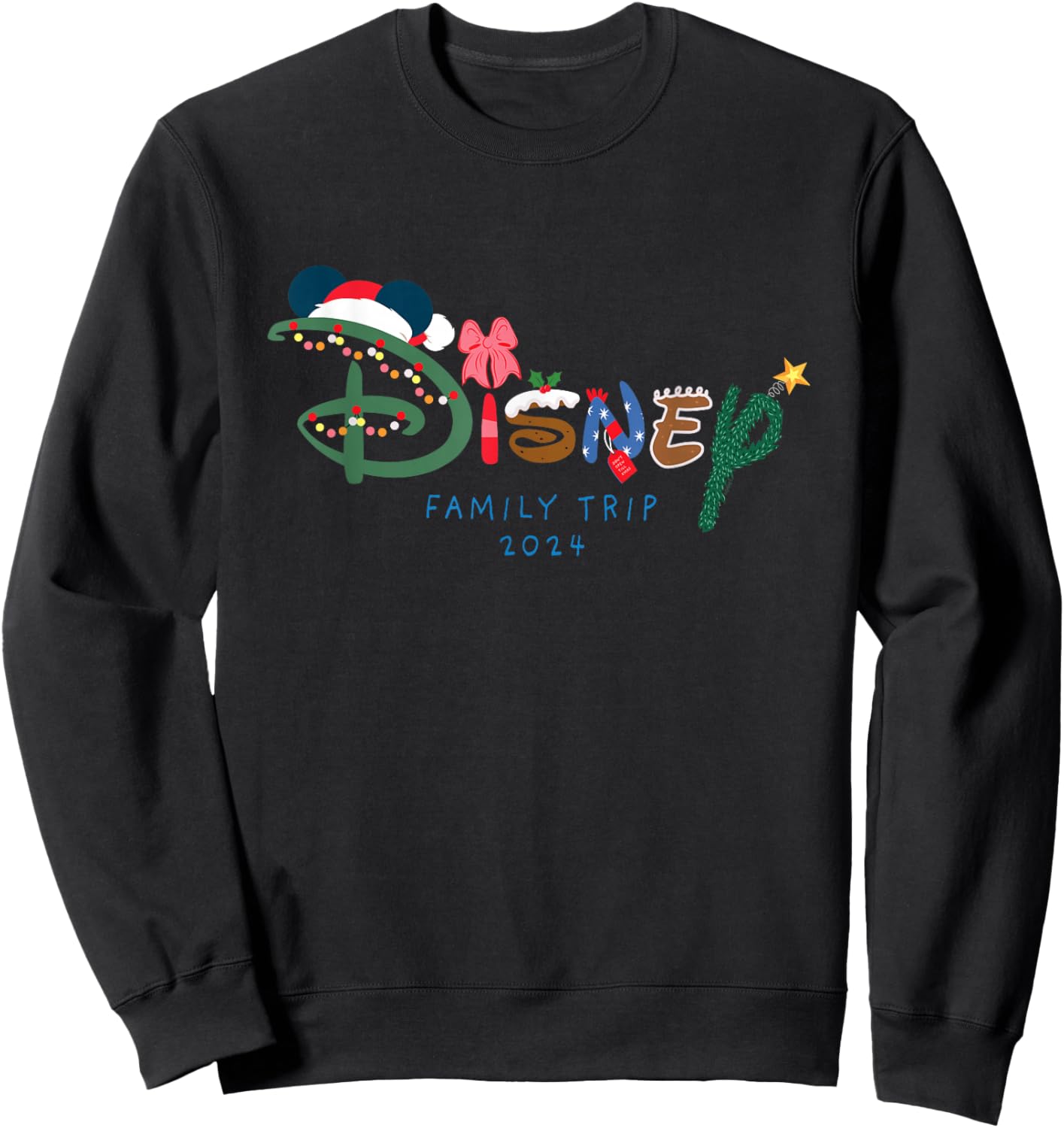 Disney Festive Fill Logo Christmas Holiday Family Trip 2024 Sweatshirt - Sweatshirt | Black