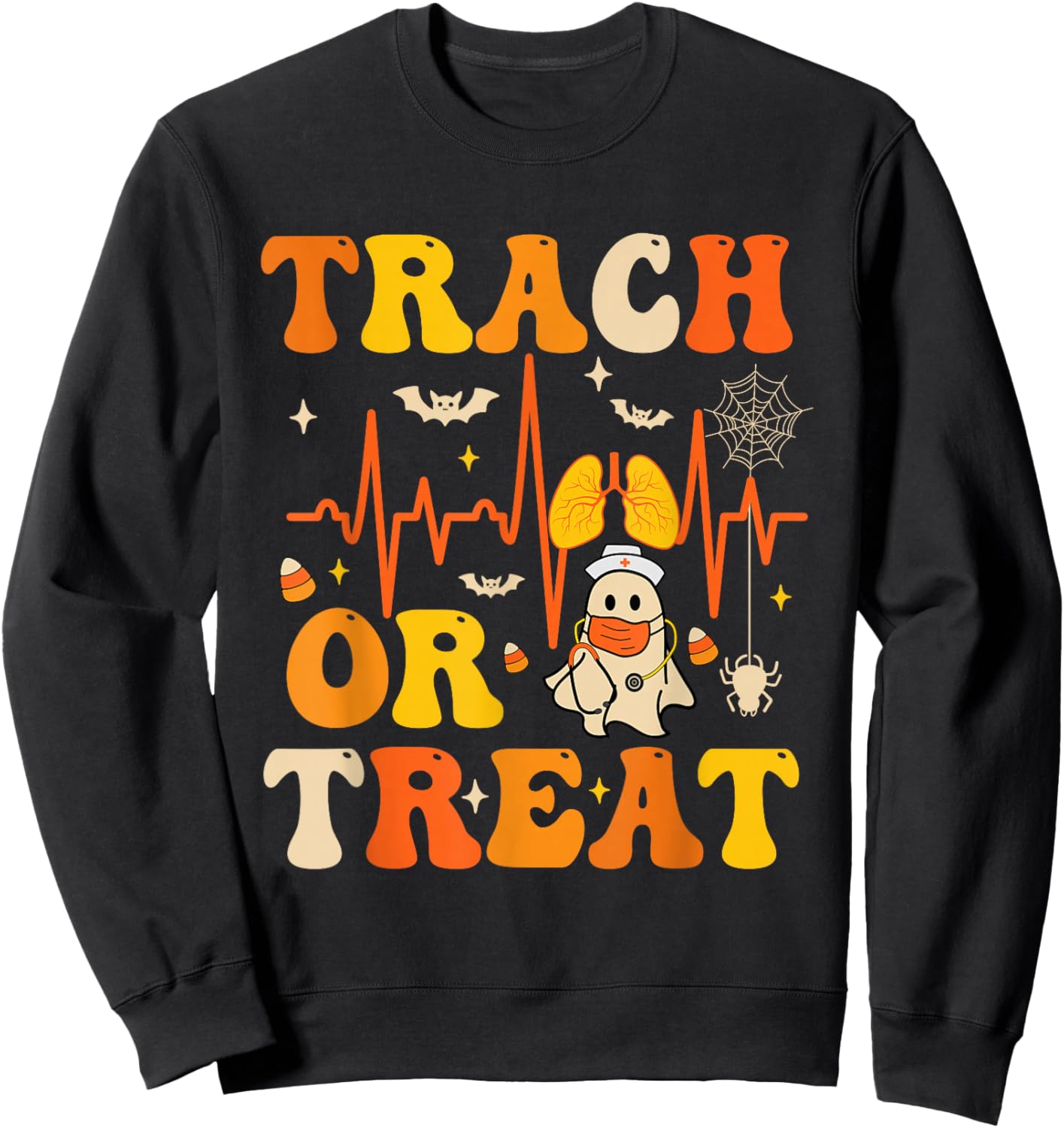 Lung Squad Trach Or Treat Respiratory Therapist Halloween Sweatshirt - Sweatshirt | Black