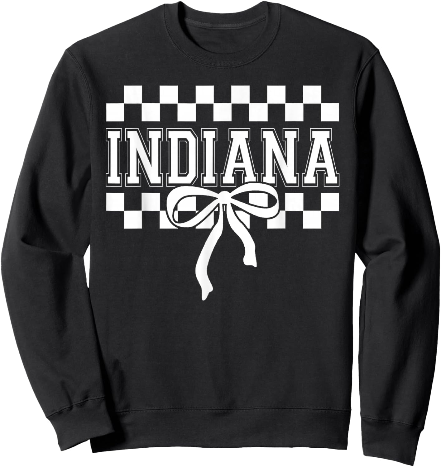 Indiana Coquette Bow Checkered Design Girls Kids Sweatshirt - Sweatshirt | Black
