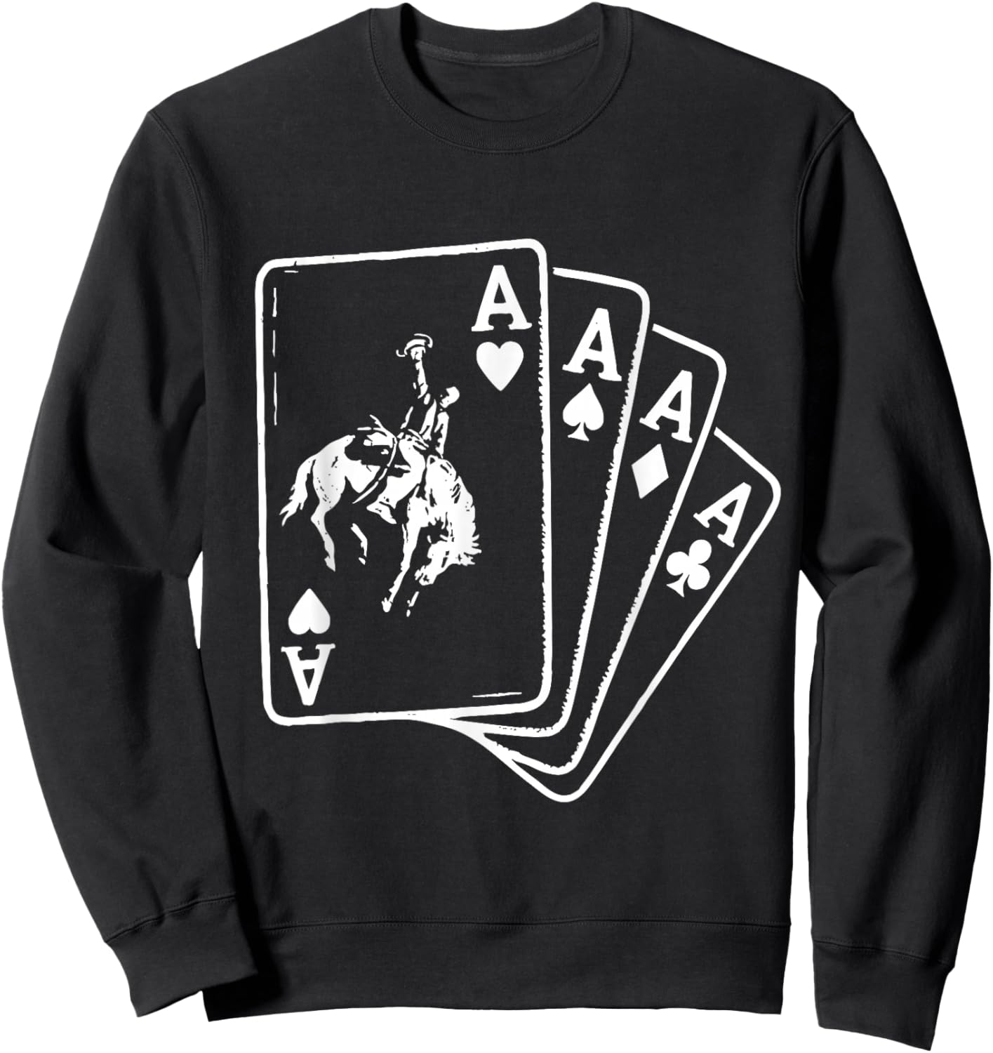 Cowboy Ace Card Western Rodeo Poker Sweatshirt - Sweatshirt | Black