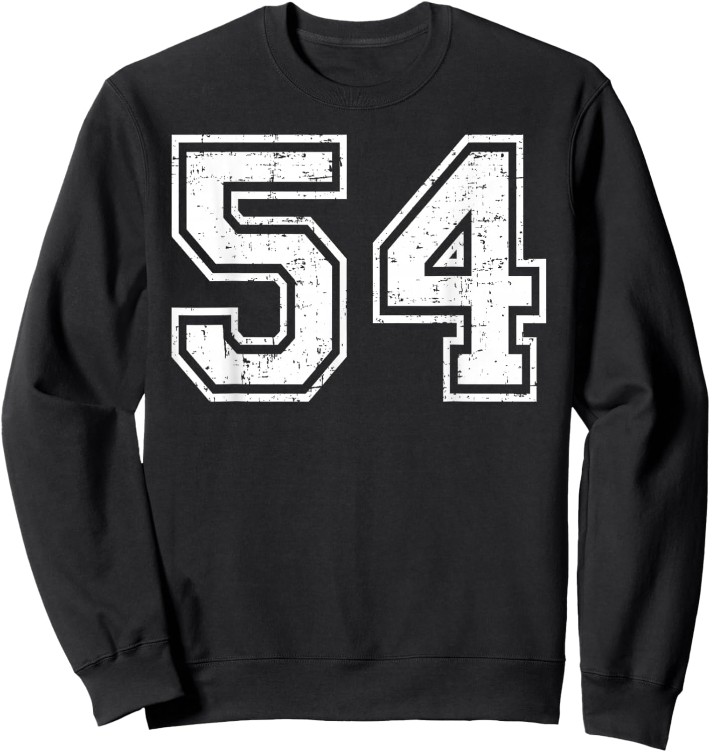 54 Number Fifty-Four Team Sports Grunge Varsity Matching Sweatshirt - Sweatshirt | Black