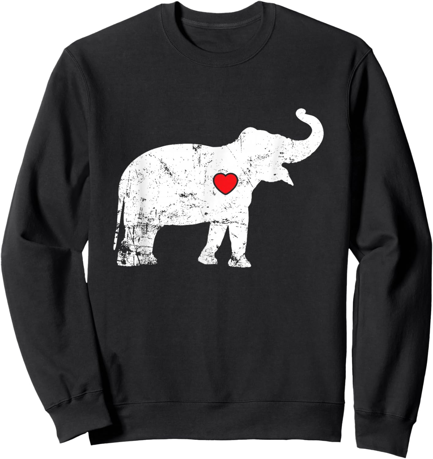 Elephant with red Heart Sweatshirt - Sweatshirt | Black