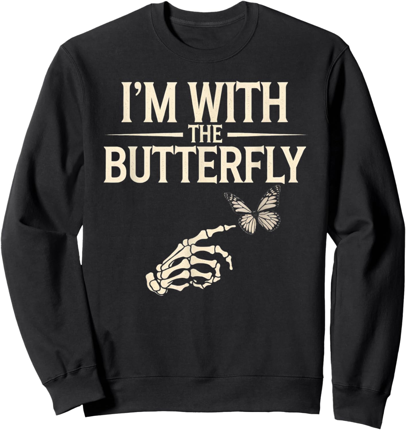 I'm With Butterfly Halloween Costume Couples Matching Gifts Sweatshirt - Sweatshirt | Black