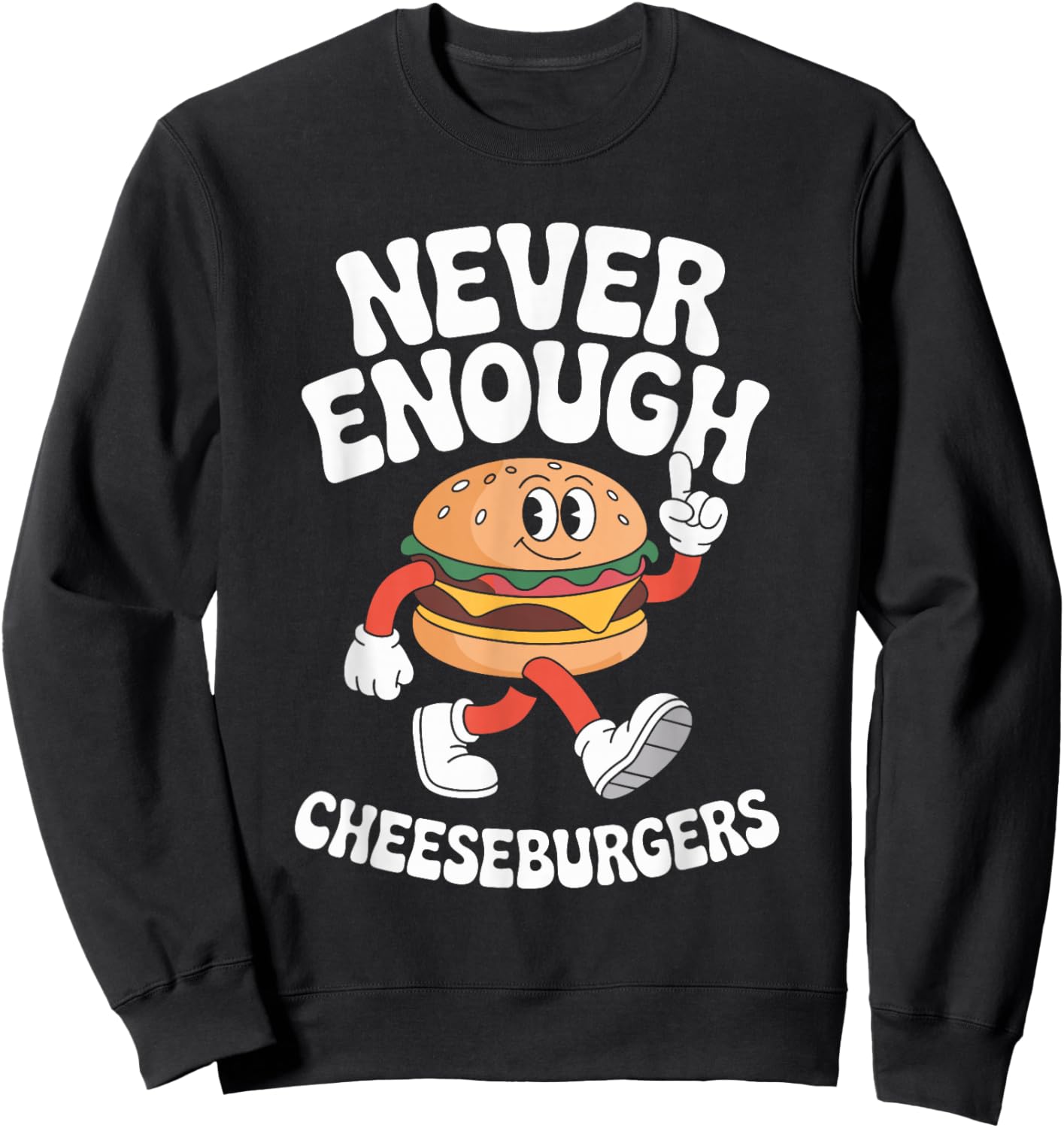 Funny Cheeseburger or Cheeseburgers Retro Sweatshirt - Sweatshirt | Black