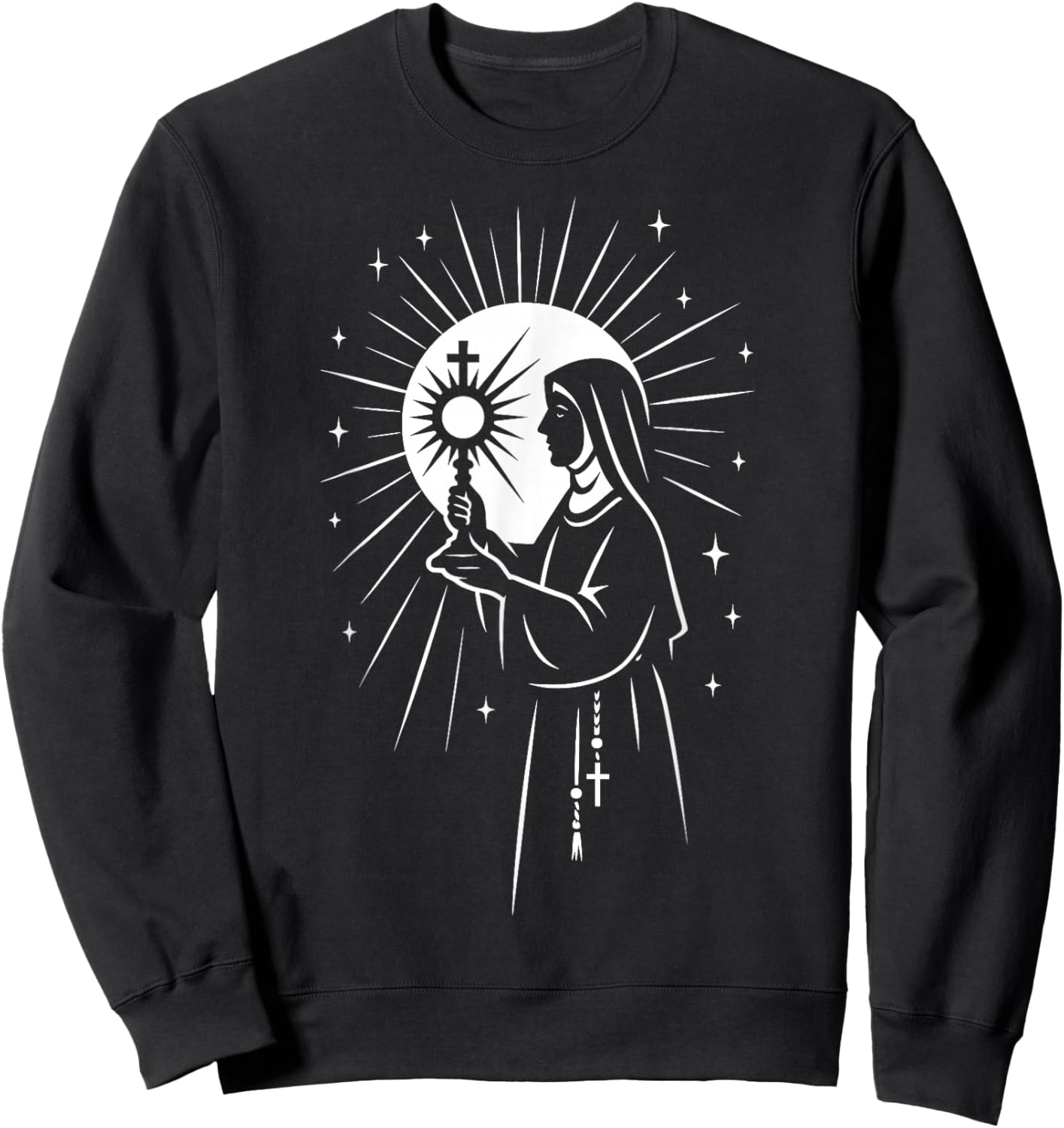 St Clare of Assisi Catholic Saints Eucharist Monstrance Sweatshirt - Sweatshirt | Black