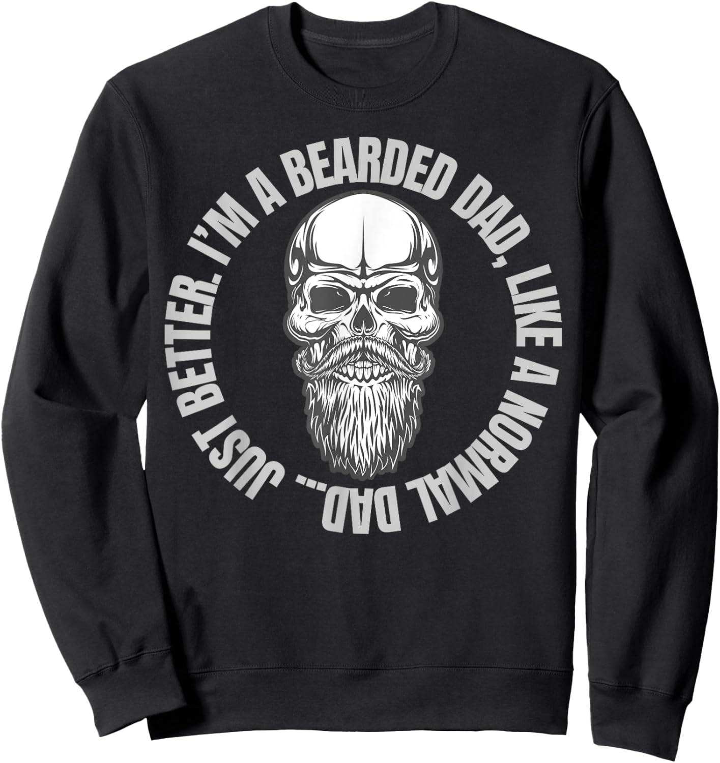 Beard Skull Tattoo Shirt Bearded Dad Gift Power In The Beard Sweatshirt - Sweatshirt | Black