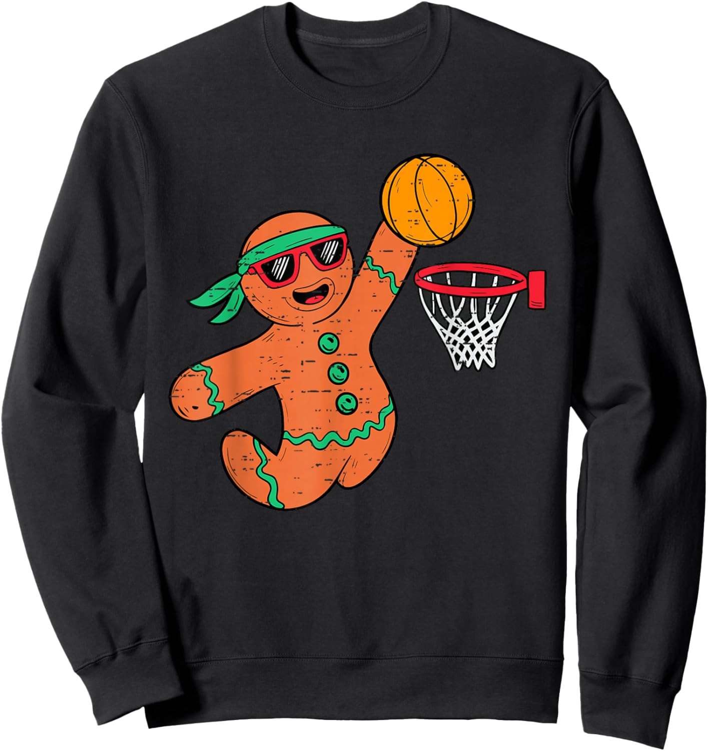 Funny Gingerbread Basketball Christmas Xmas Boys Kids Sweatshirt - Sweatshirt | Black