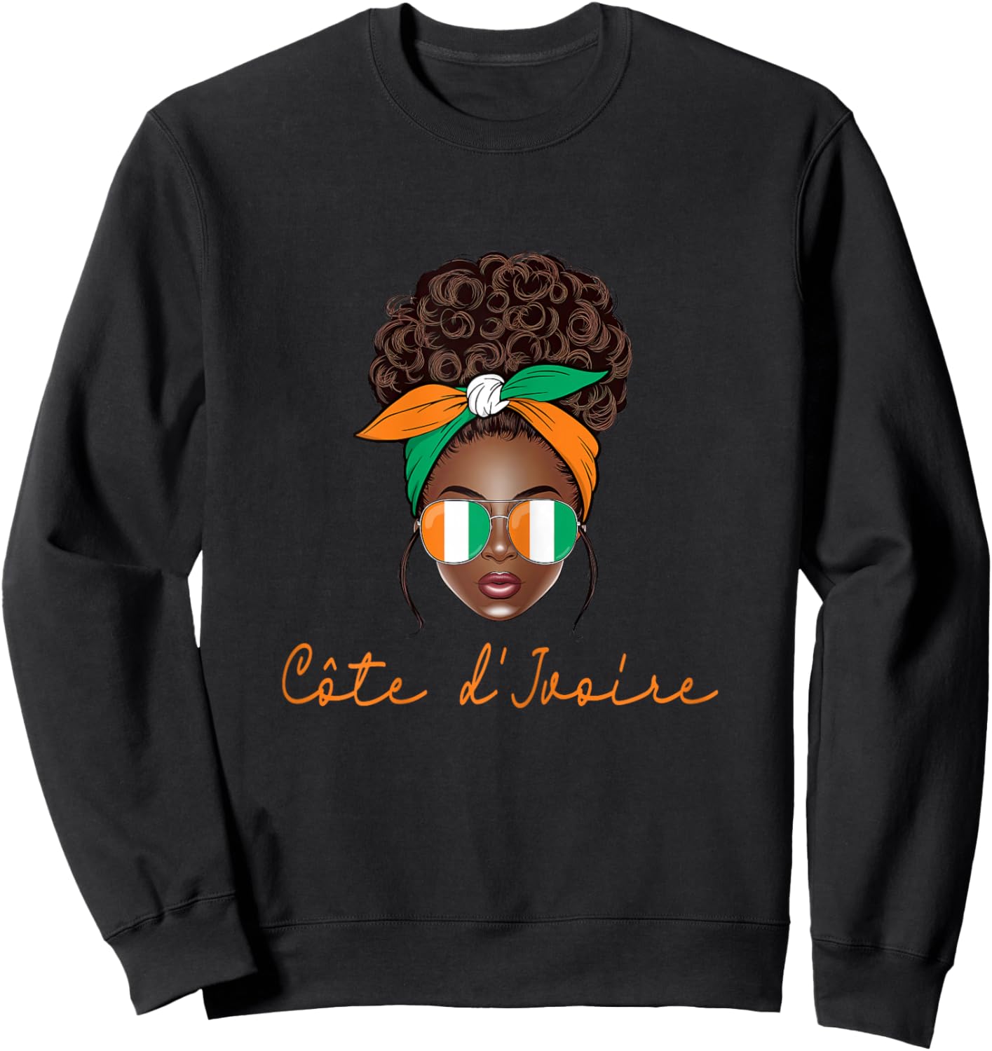 Ivory Coast Girl Ivorian Woman Flag Sweatshirt - Sweatshirt | Black