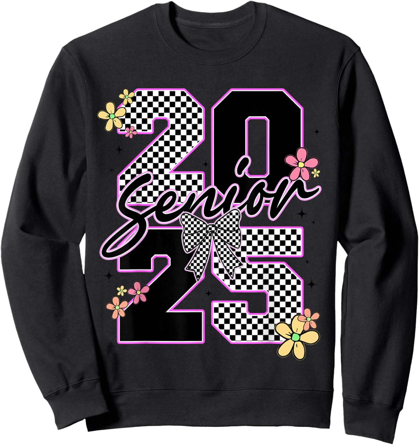 Senior 2025 Graduation Coquette Bow Graduate Women Girl Kid Sweatshirt - Sweatshirt | Black