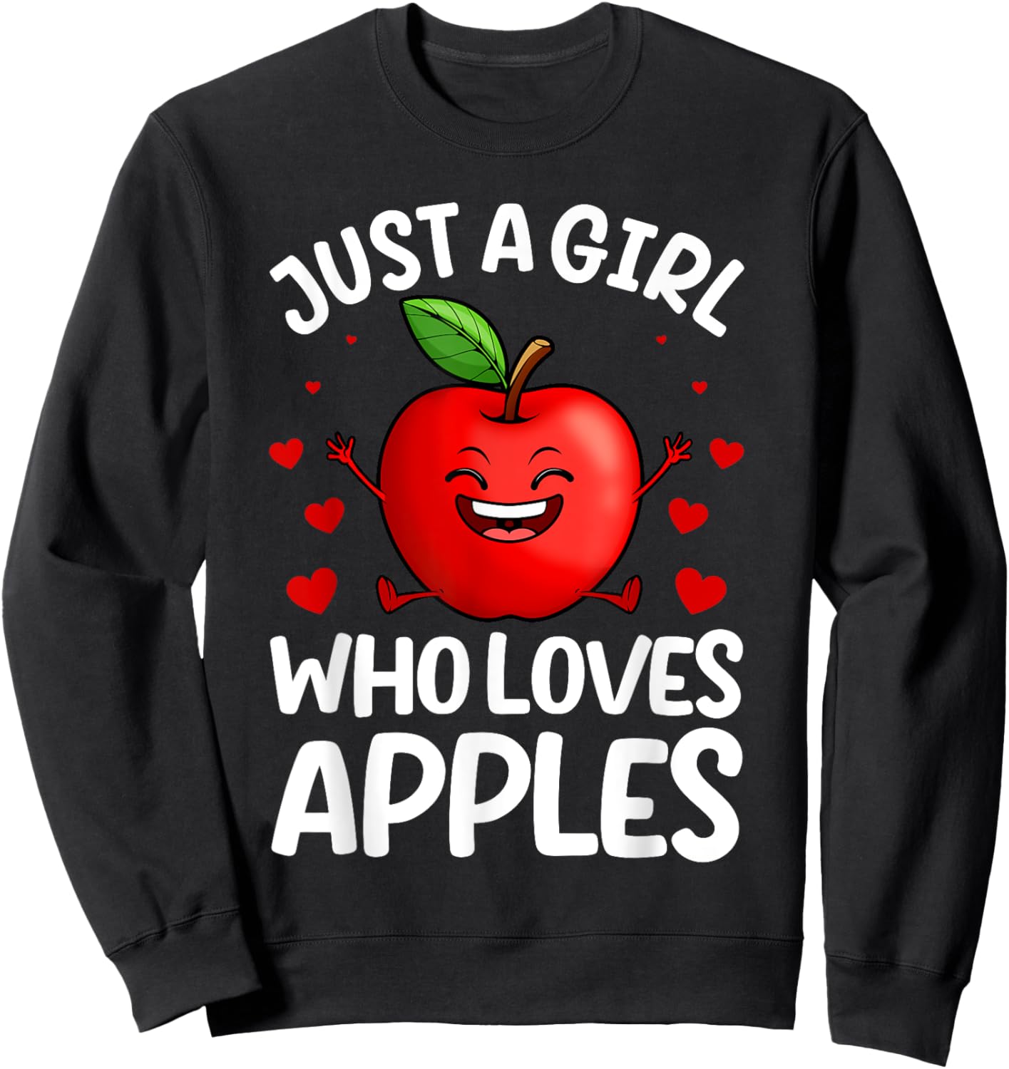 Funny Apple Art For Girls Kids Women Apple Fruit Lover Apple Sweatshirt - Sweatshirt | Black