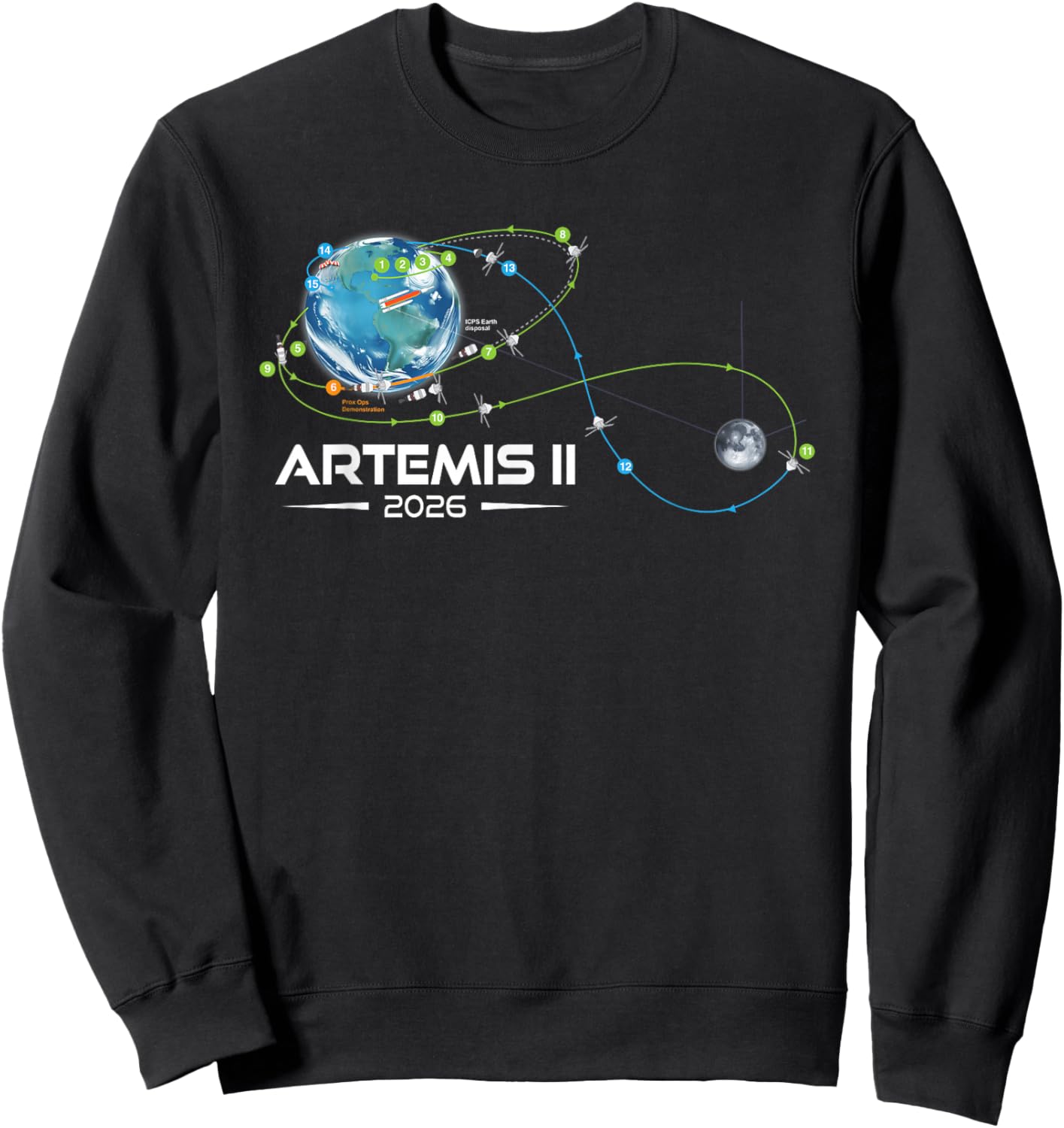 Artemis 2 Route Map SLS Rocket 2026 to The Moon and Beyond Sweatshirt - Sweatshirt | Black