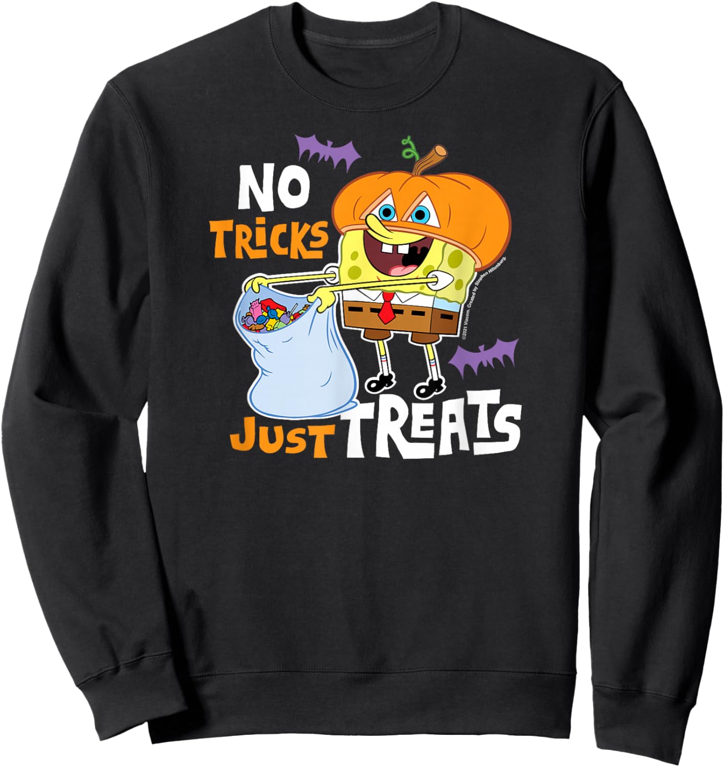 SpongeBob SquarePants - Halloween No Tricks Just Treats Sweatshirt - Sweatshirt | Black