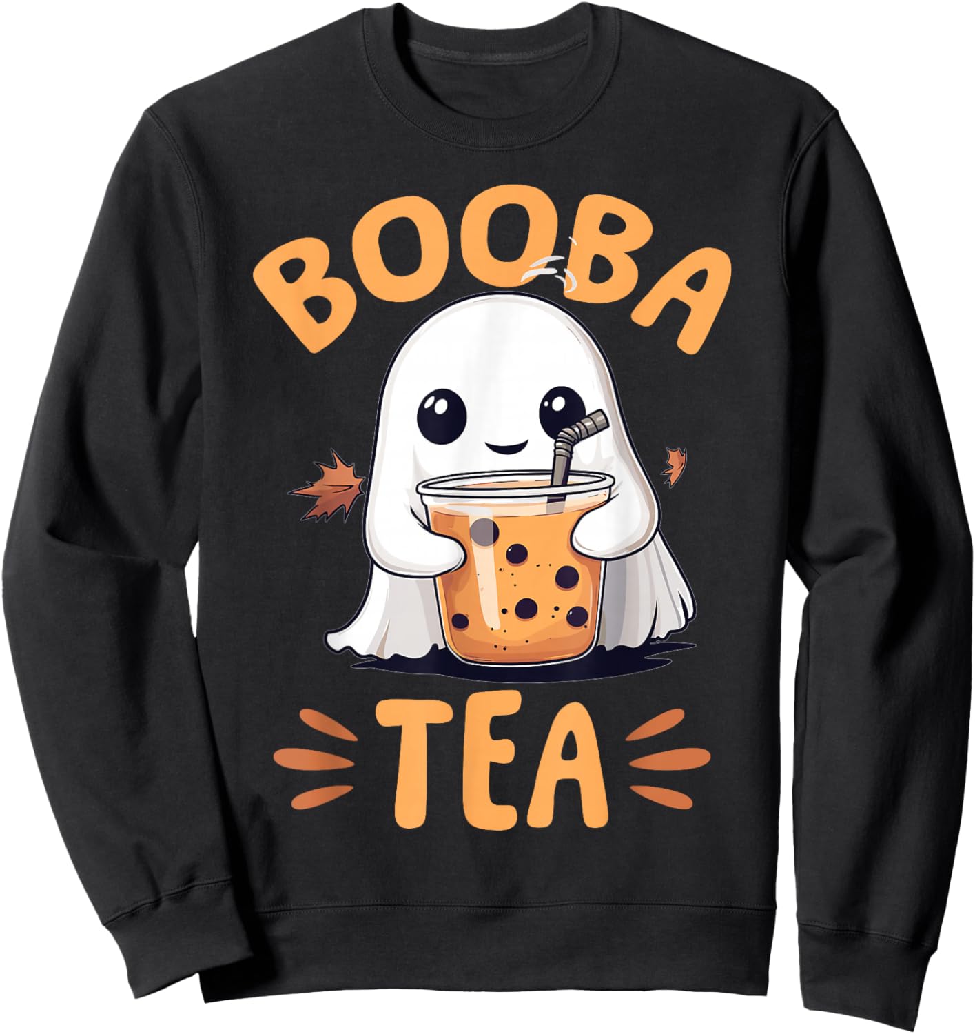 Funny Halloween Ghost Bubble Tea Booba Tea Sweatshirt - Sweatshirt | Black