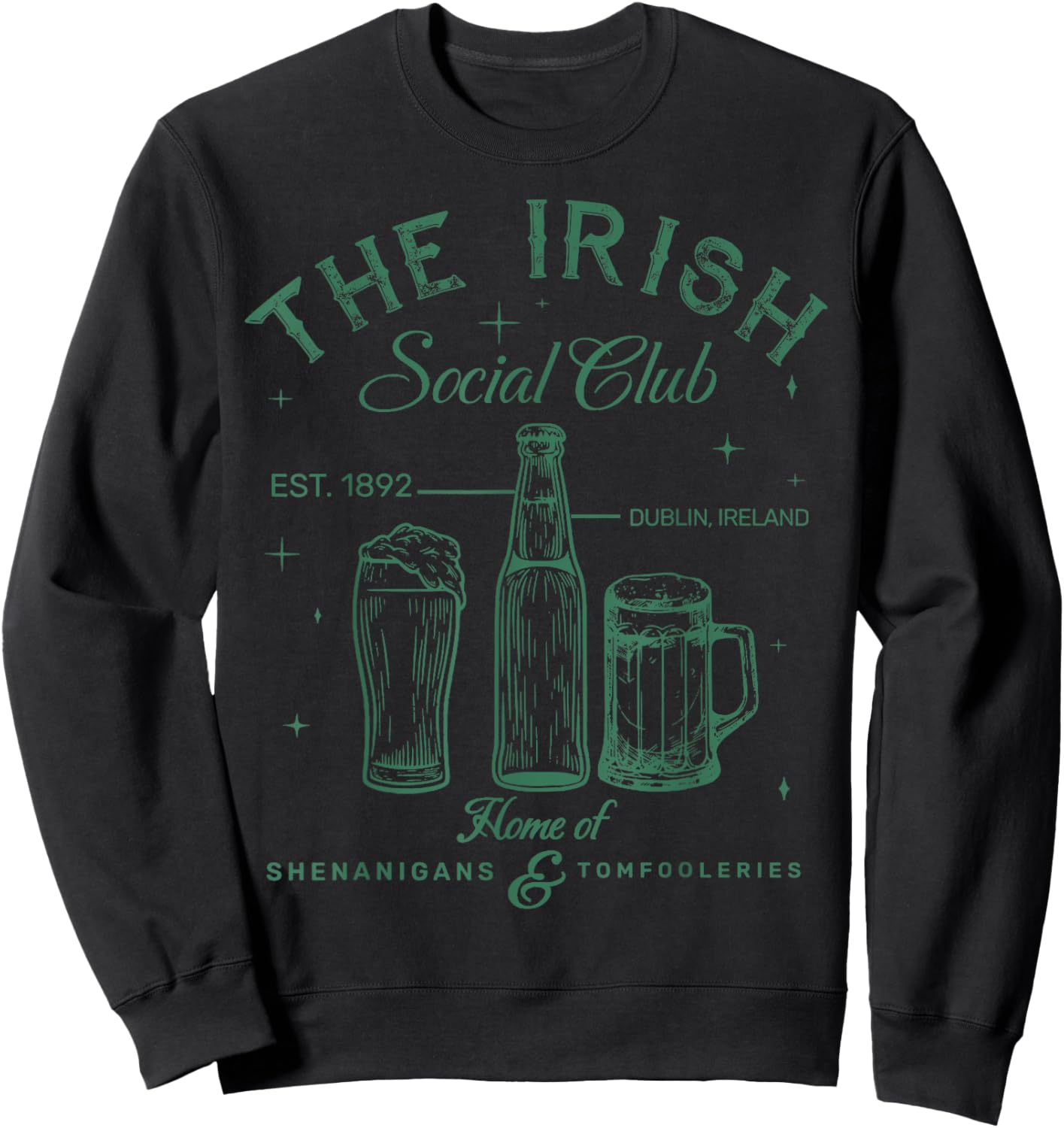 Retro The Irish Social Club Drunk St. Patrick's Day Outfit Sweatshirt - Sweatshirt | Black