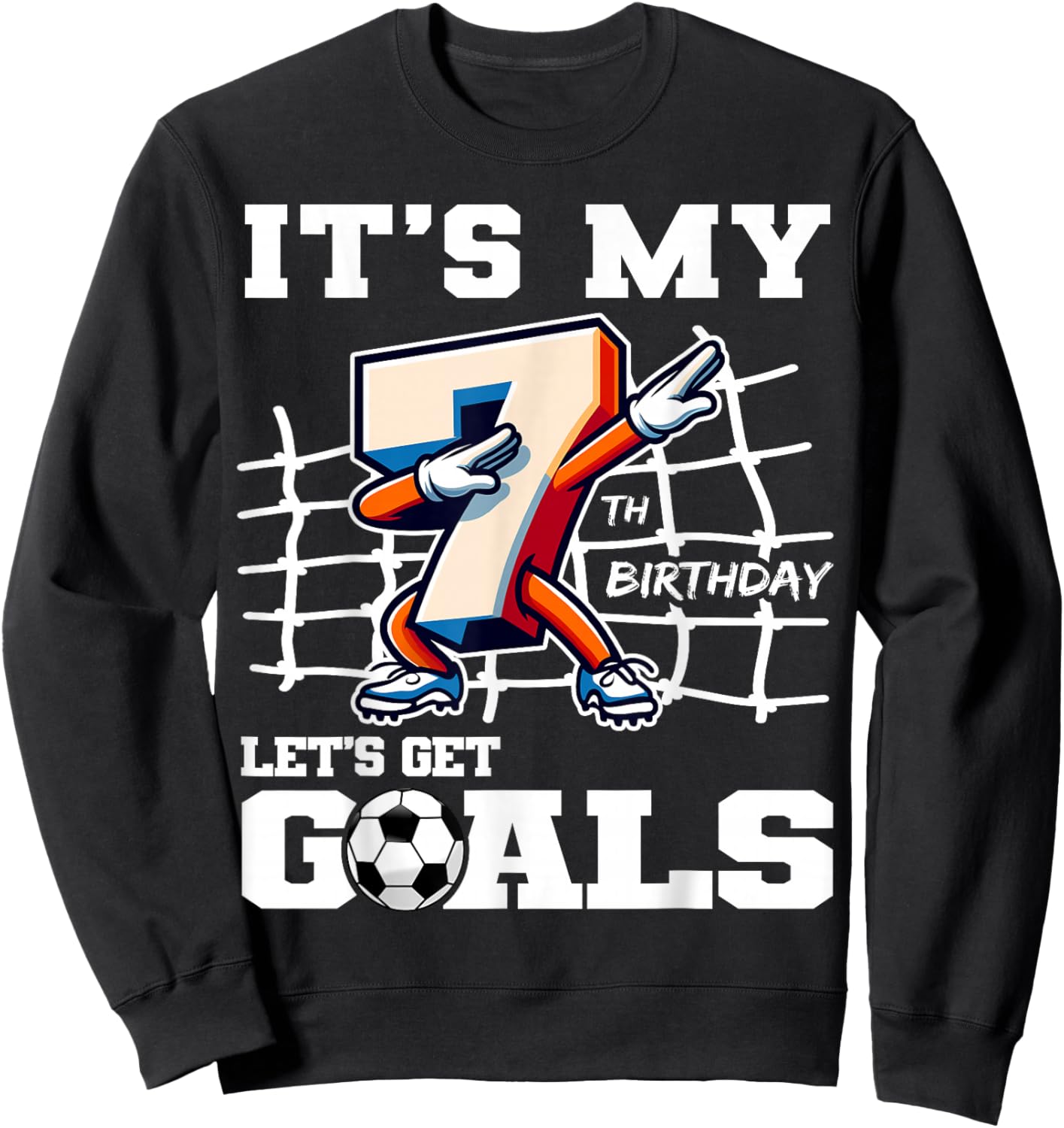 It's My 7th Birthday Dabbing Soccer Football B-Day Party Sweatshirt - Sweatshirt | Black