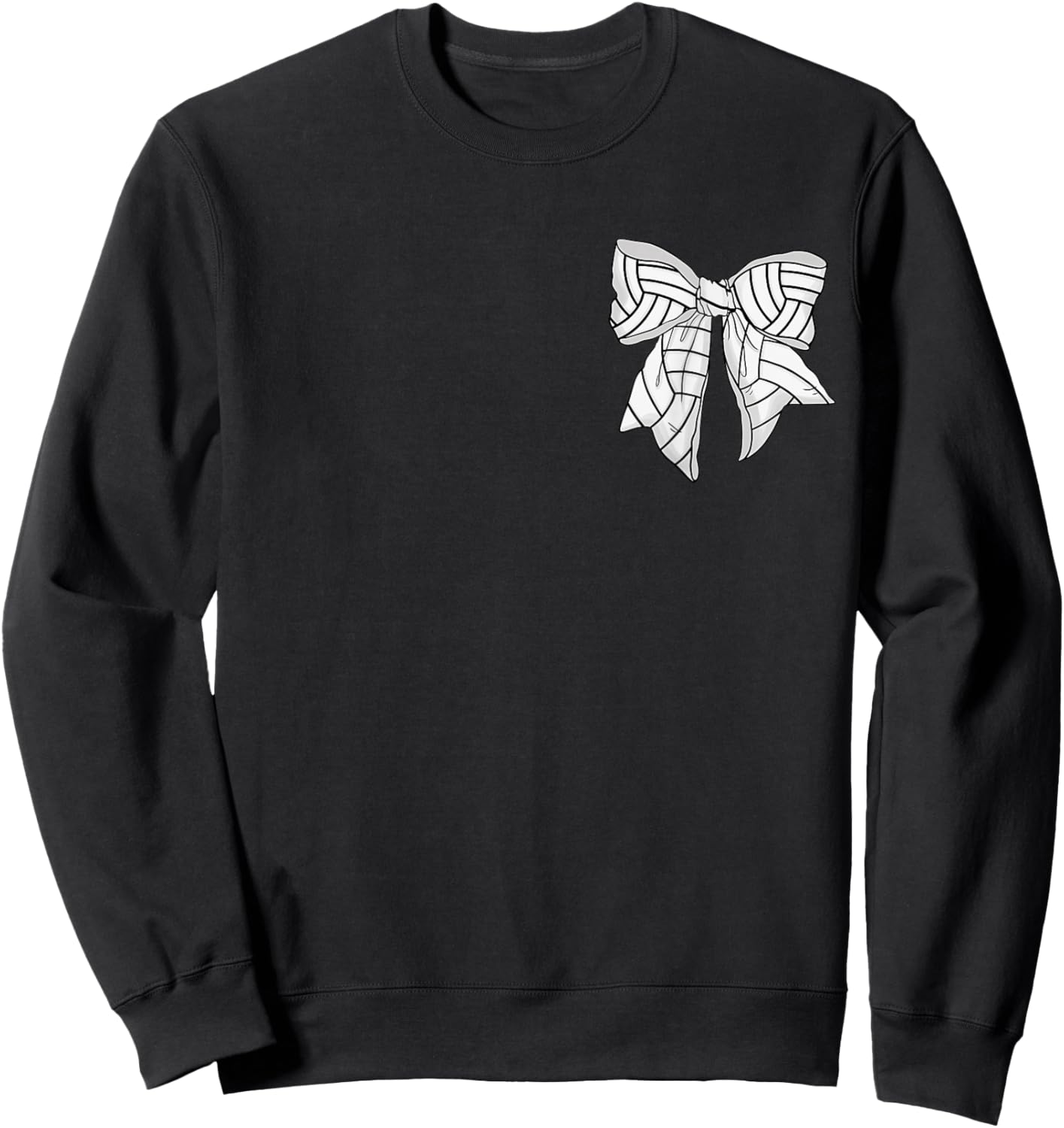 Volleyball Bow Game Day Coquette Women Front and Back Print Sweatshirt - Sweatshirt | Black
