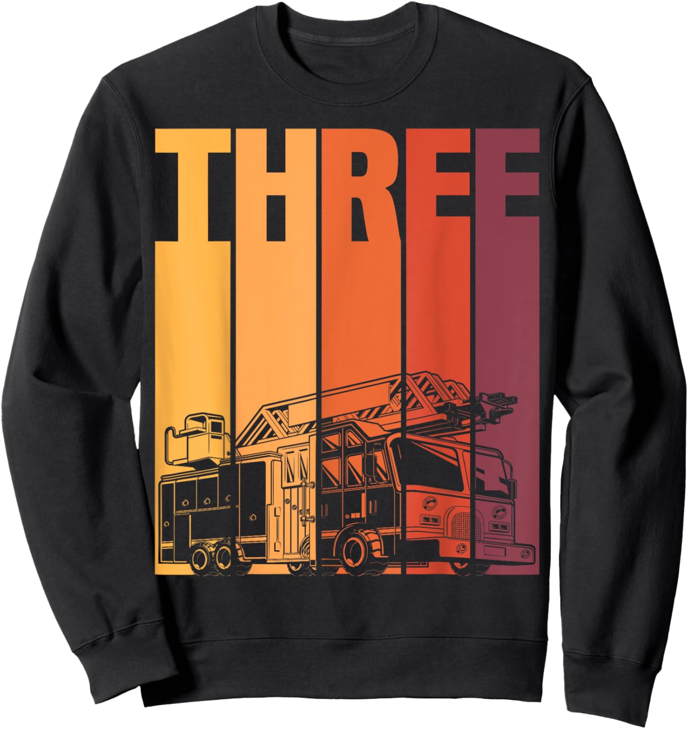 3 Year Old Firefighter Kids Fire Truck 3rd Birthday Boy Sweatshirt - Sweatshirt | Black