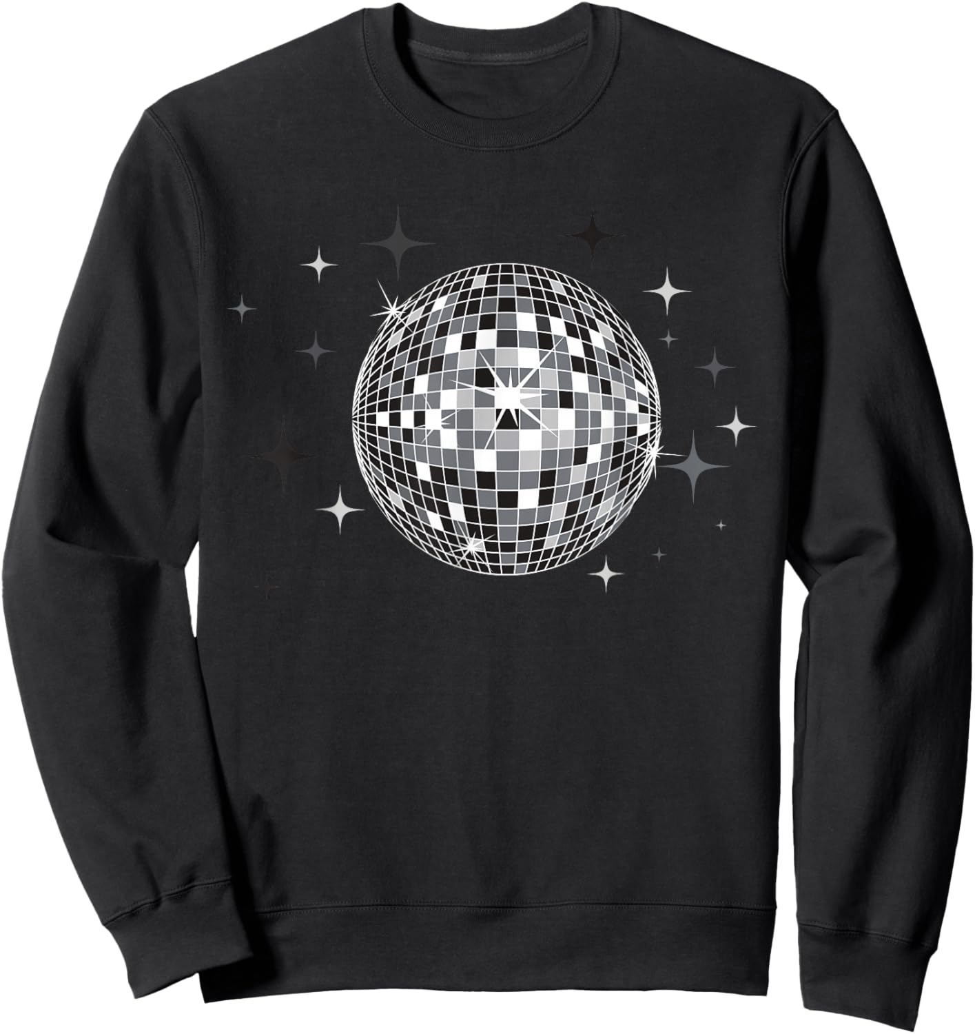 Black and White Disco Ball Club Retro Sweatshirt - Sweatshirt | Black